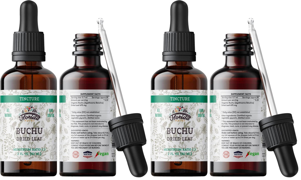 Florida Herbs Buchu Tincture – Organic Buchu Extract (Agathosma betulina), 2 oz Pack of 2, Non-GMO