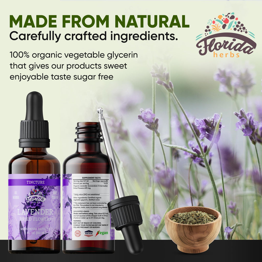 Florida Herbs Organic Lavender Liquid Extract - Calming Nervous System (2 oz x 2)