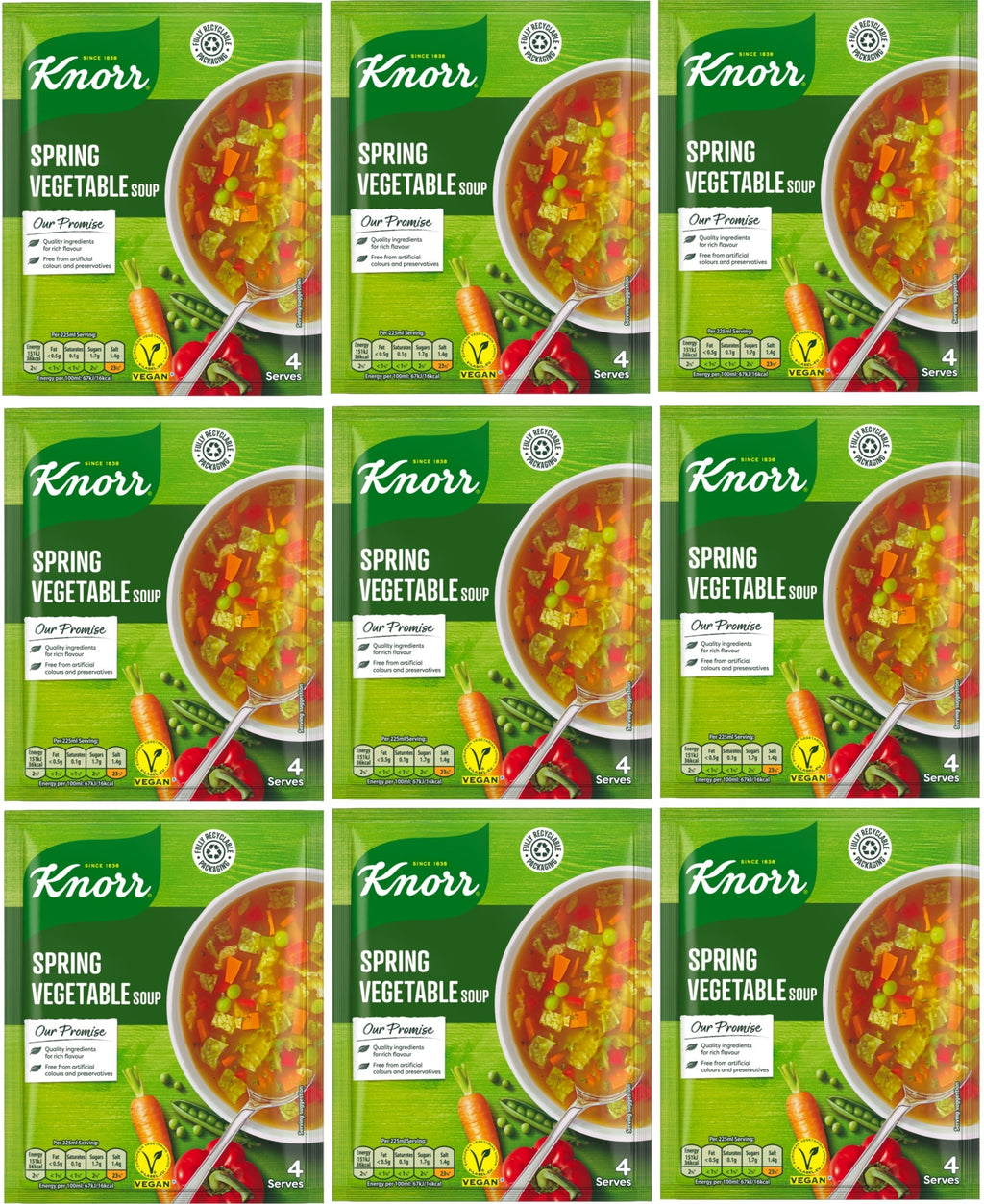 9 x Knorr Soup Spring Vegetable 48G