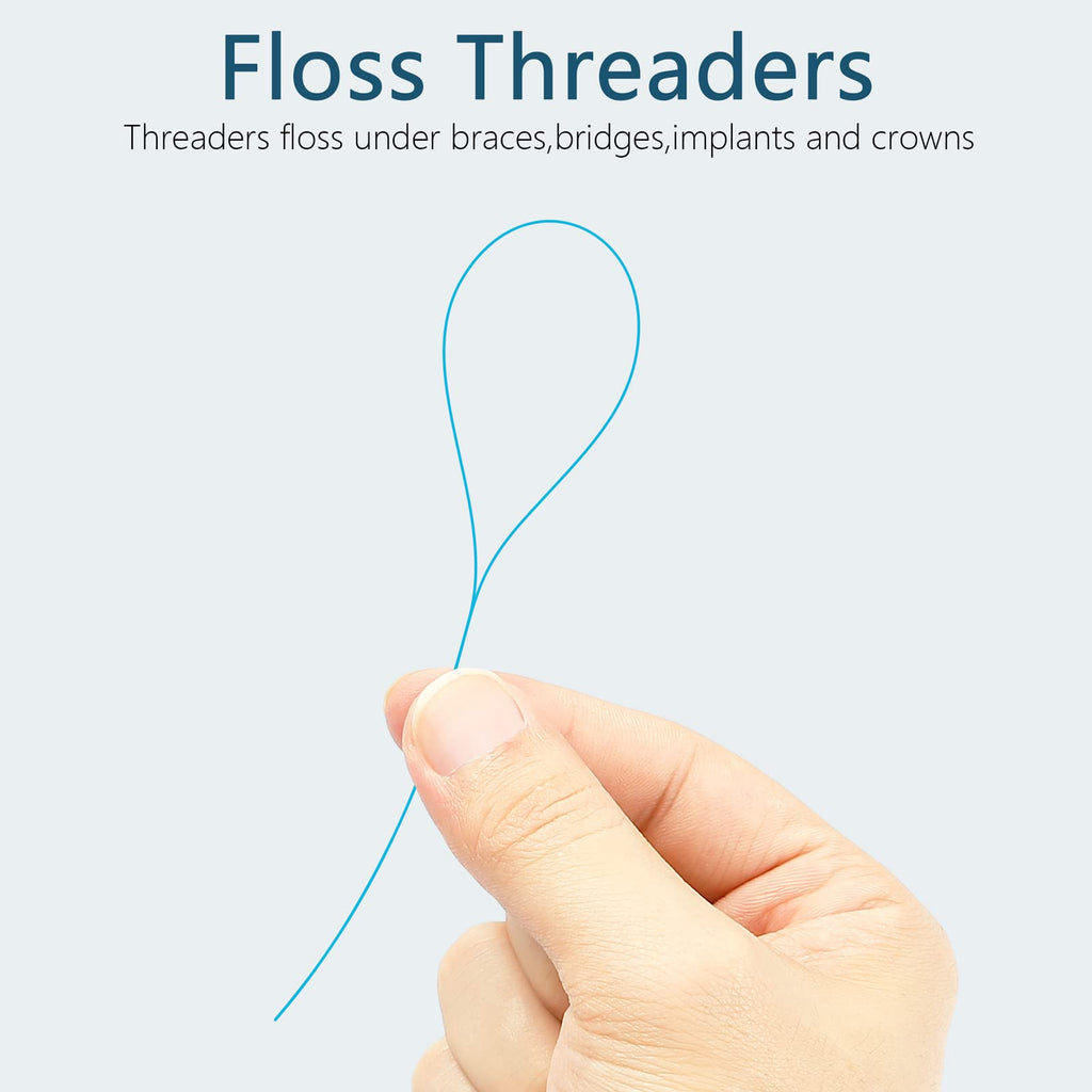 Floss Threaders for Braces, Bridges & Implants – Deep Clean 200PCS (4 Pack) Blue