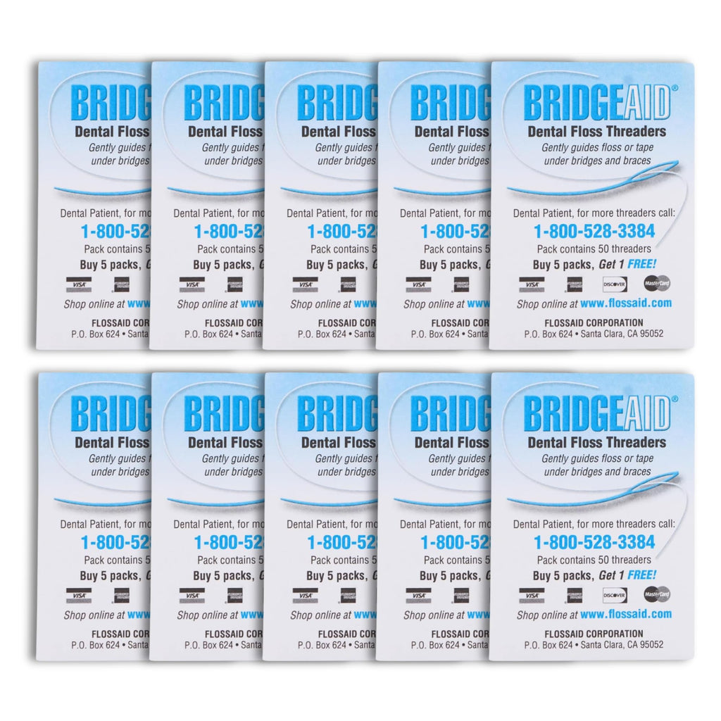FLOSSAID BridgeAid Threaders – 100 Threaders (2 x 50) – Dental Floss Threaders