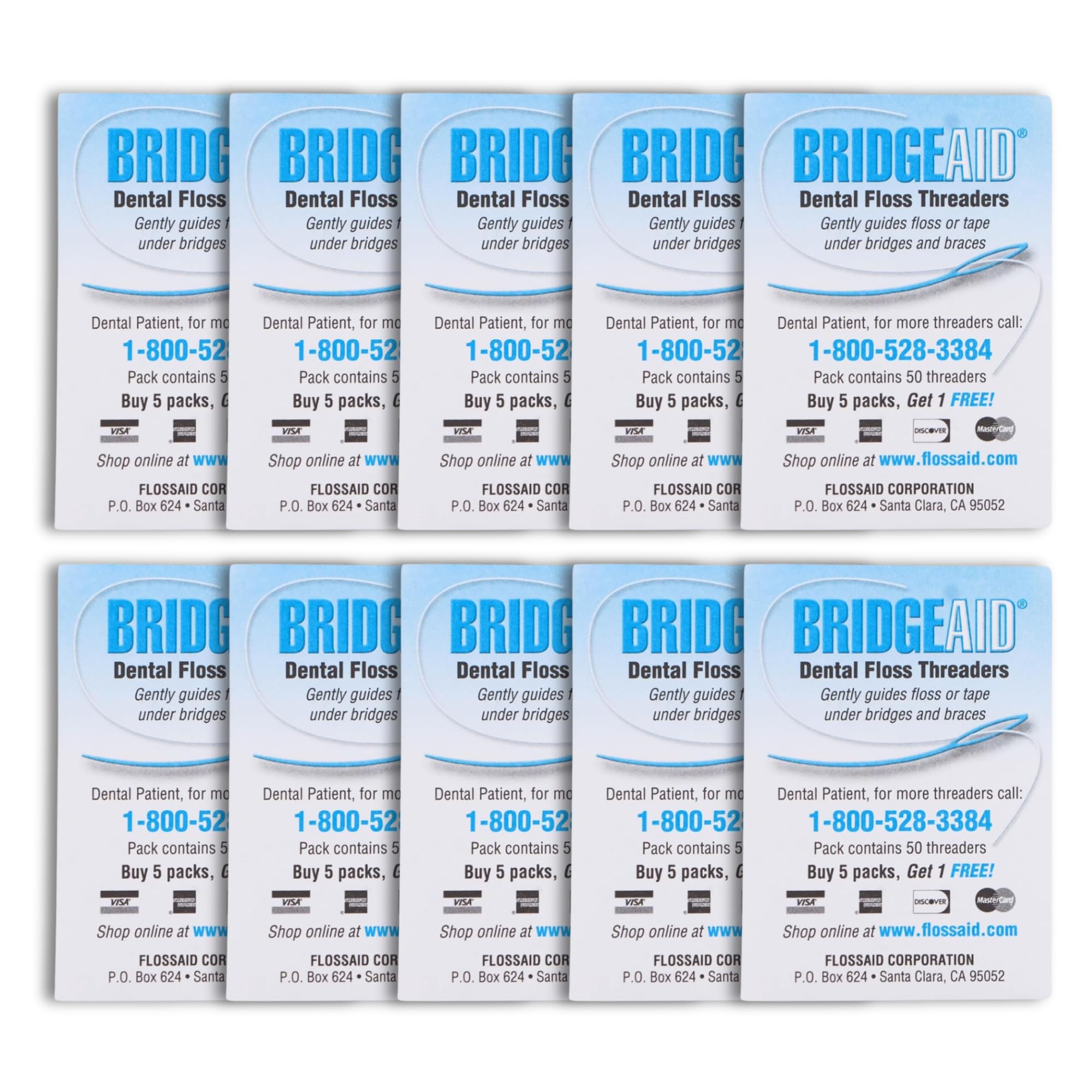 FLOSSAID BridgeAid Threaders – 100 Threaders (2 x 50) – Dental Floss Threaders
