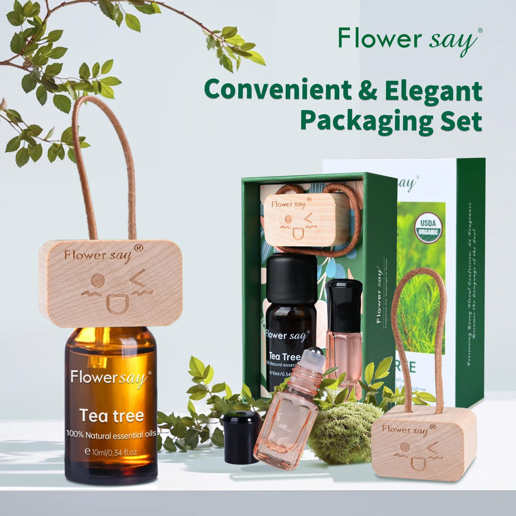 Flower Say USDA Organic Tea Tree Oil 10ml – 100% Pure Australian Tea Tree Essential Oil for Skin, Nails, Scalp, Diffuser