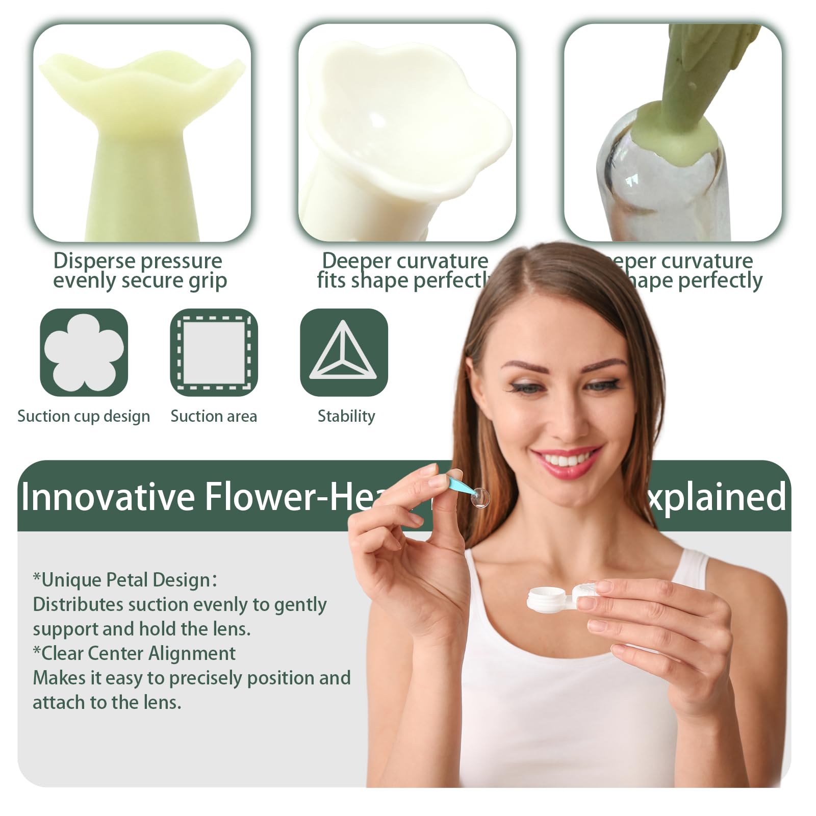 4 Pack Flower-Shaped Contact Lens Remover with Storage Box – Hard/RGP Lenses