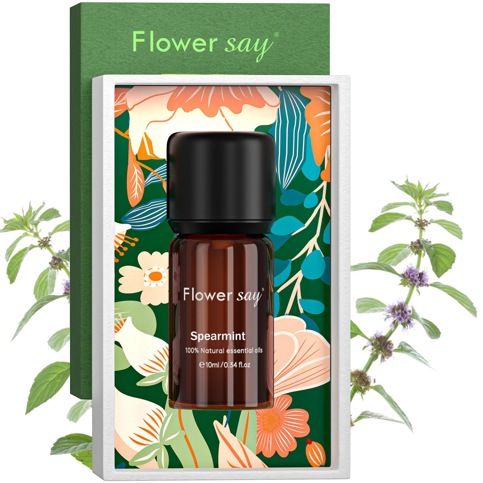 FLOWERSAY Spearmint Essential Oil 0.34oz – 100% Pure Therapeutic Grade
