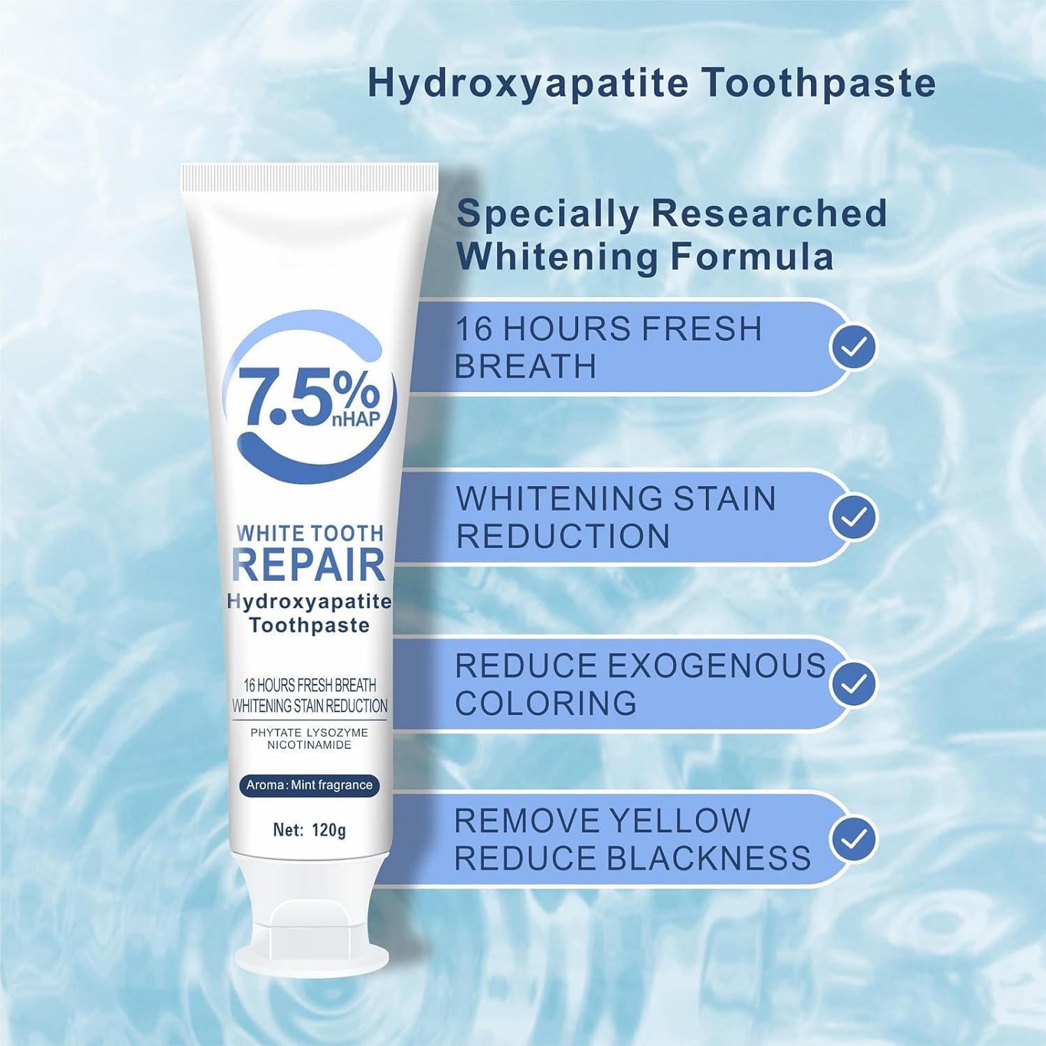 2-Pack Hydroxyapatite Toothpaste 7.5% – Enamel Protection & Fluoride-Free
