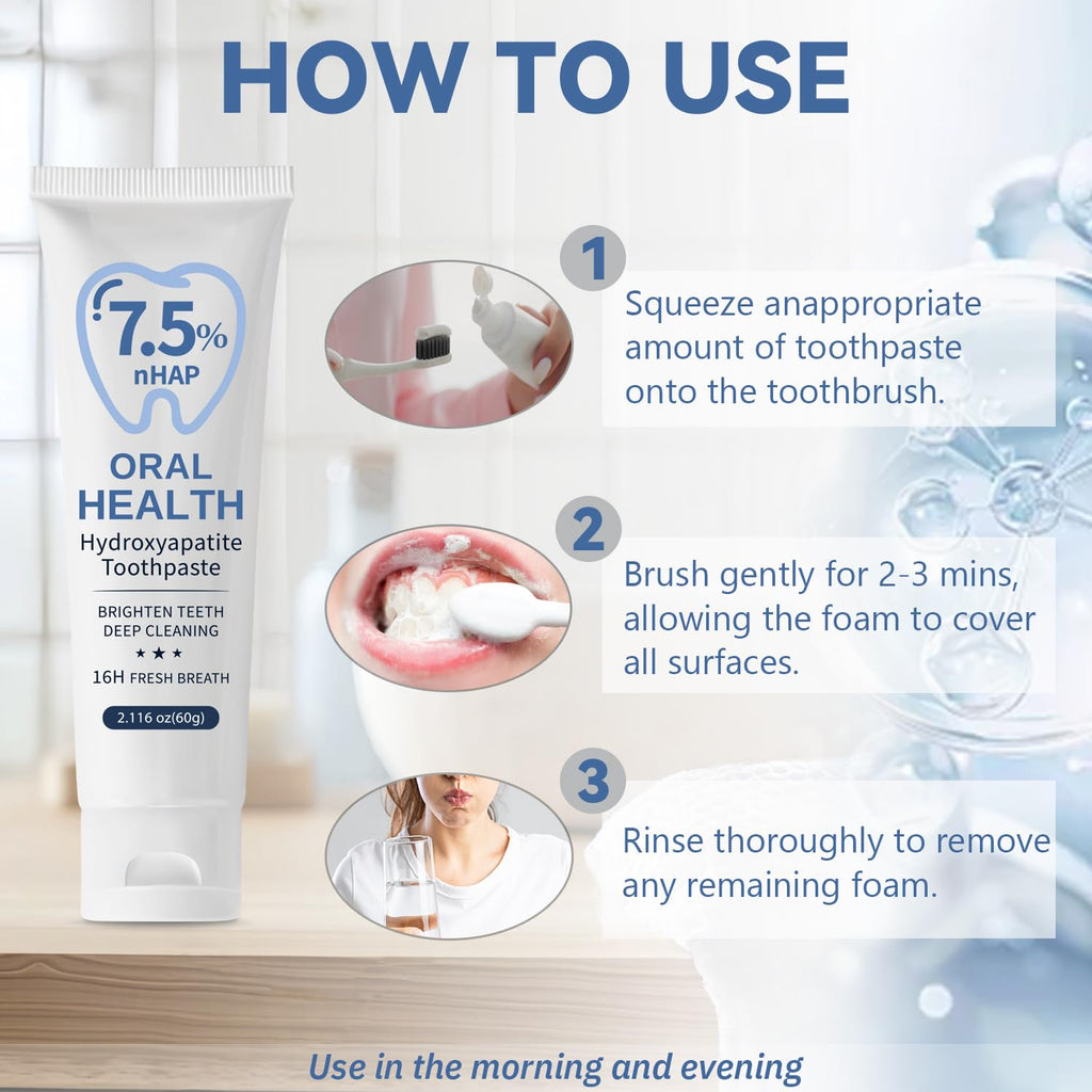 7.5% Hydroxyapatite Toothpaste for Sensitive Teeth & Enamel Repair – Fresh Mint 2.12 oz