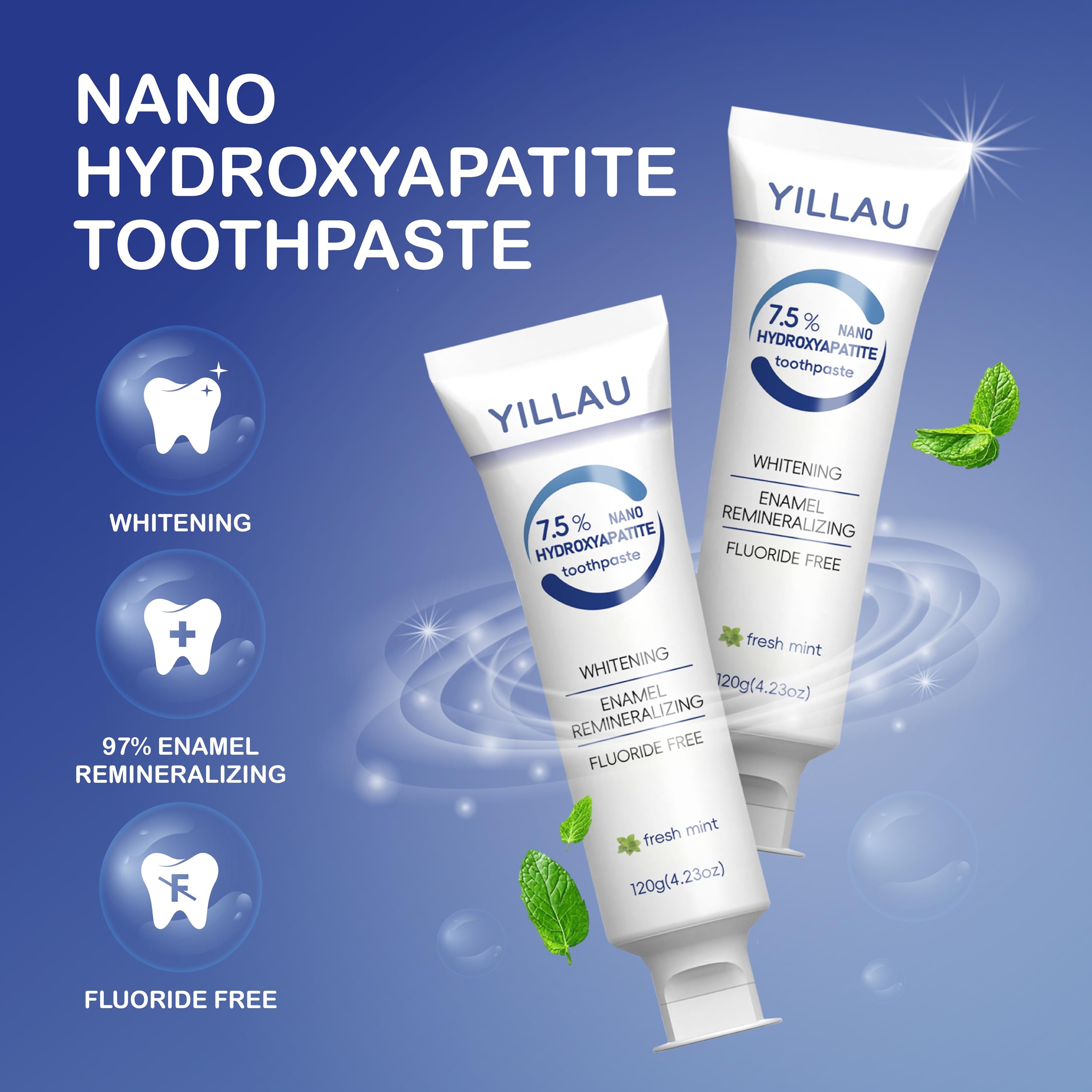 Nano Hydroxyapatite Toothpaste 7.5% – Fluoride-Free, Enamel Protection, Whitening
