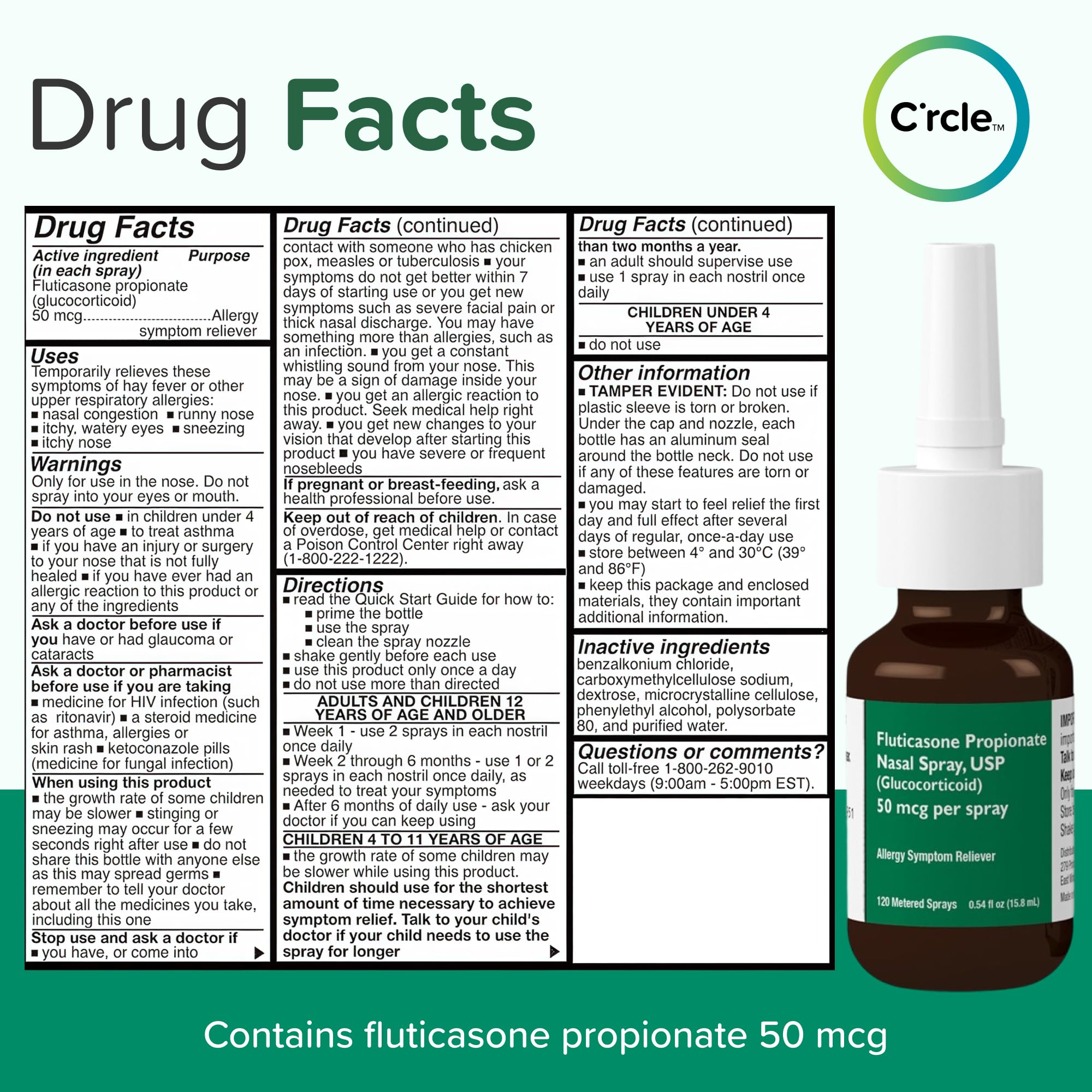 FlutiCare Fluticasone Nasal Spray – 24h Non-Drowsy Allergy Relief (120 Sprays)