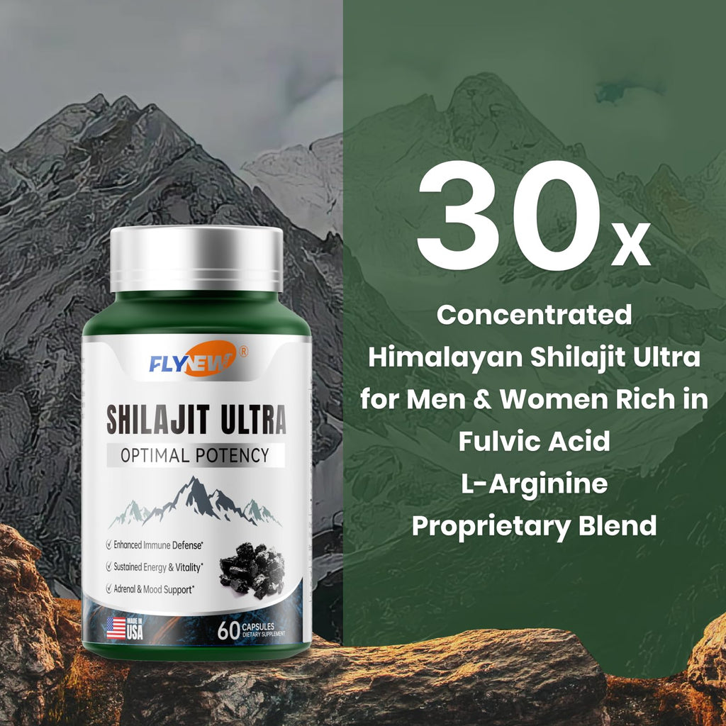 Flynew Shilajit + Multivitamin Set for Men & Women – Energy, Immunity, 60 Capsules