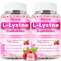 Flyrocer 2 Pack 1000mg L-Lysine Gummies – Lips & Oral Health, Immune Support, Collagen & Calcium, Vegan Raspberry, 120 Count