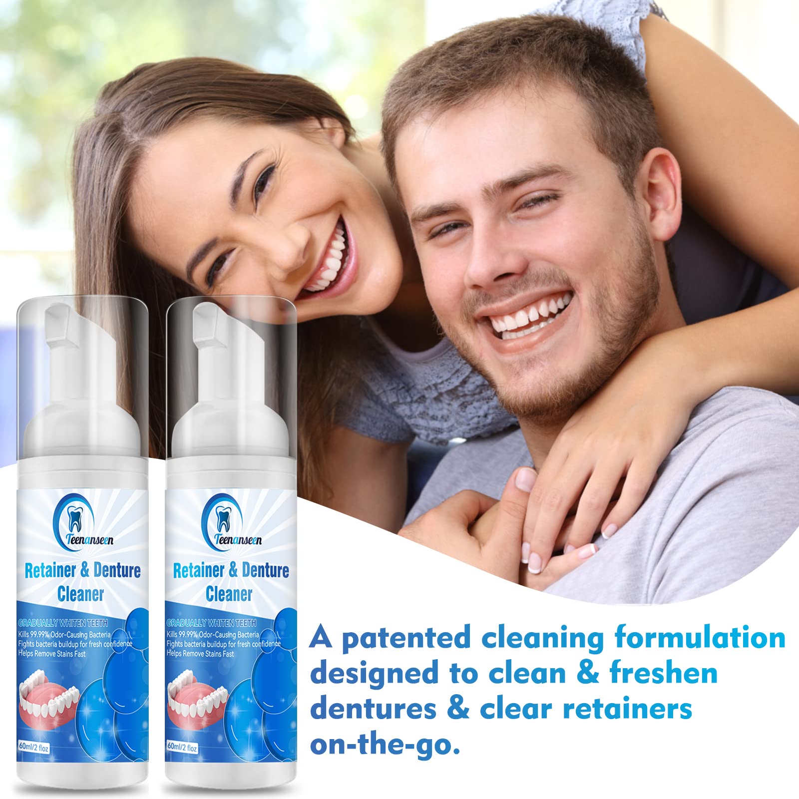 Aligner Cleaner & Denture Cleaner Foam – 2 Pack Whitener for Mouth Guards