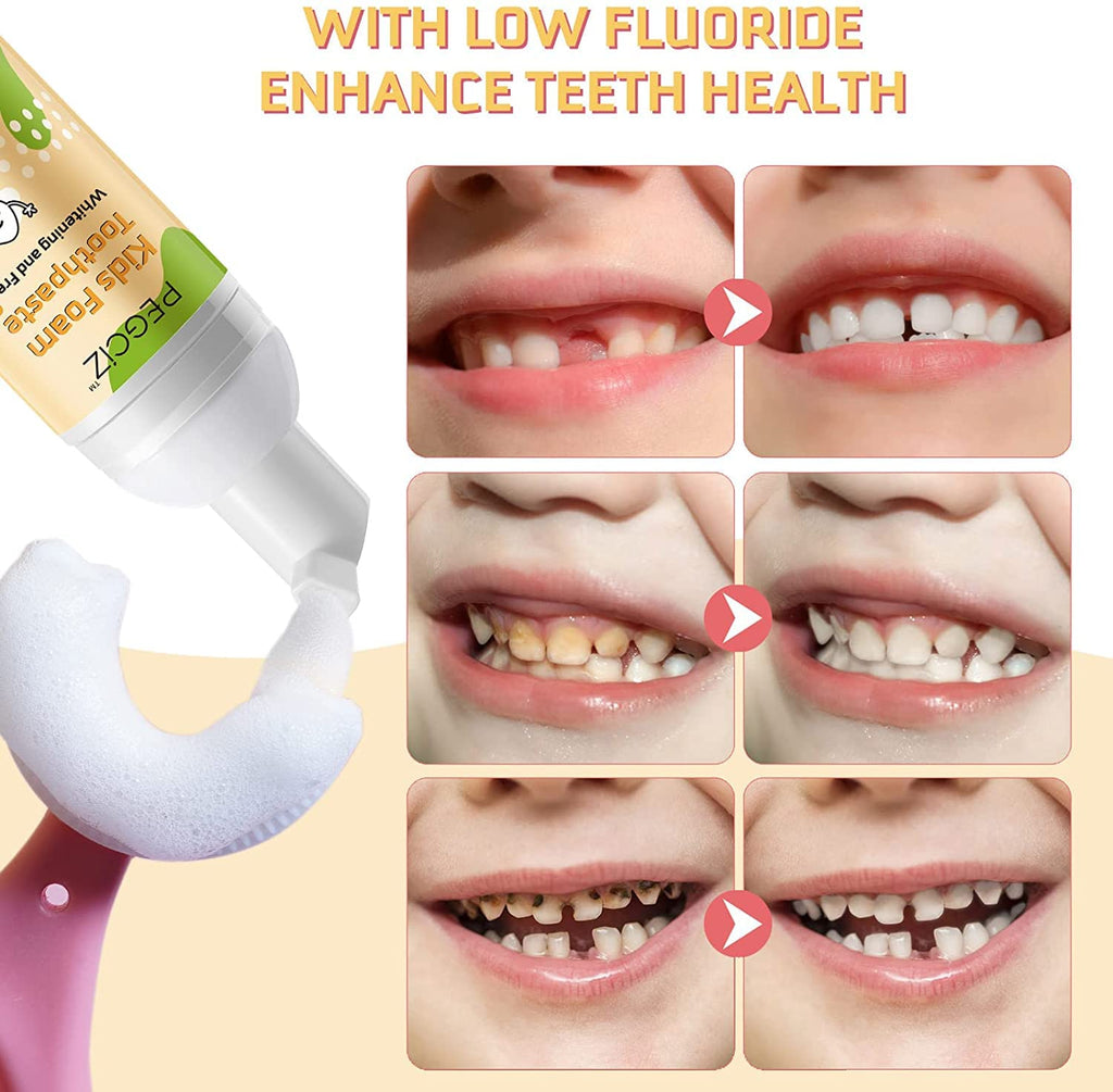 Foam Toothpaste Kids with Fruit Flavor – Low Fluoride, Gluten-Free