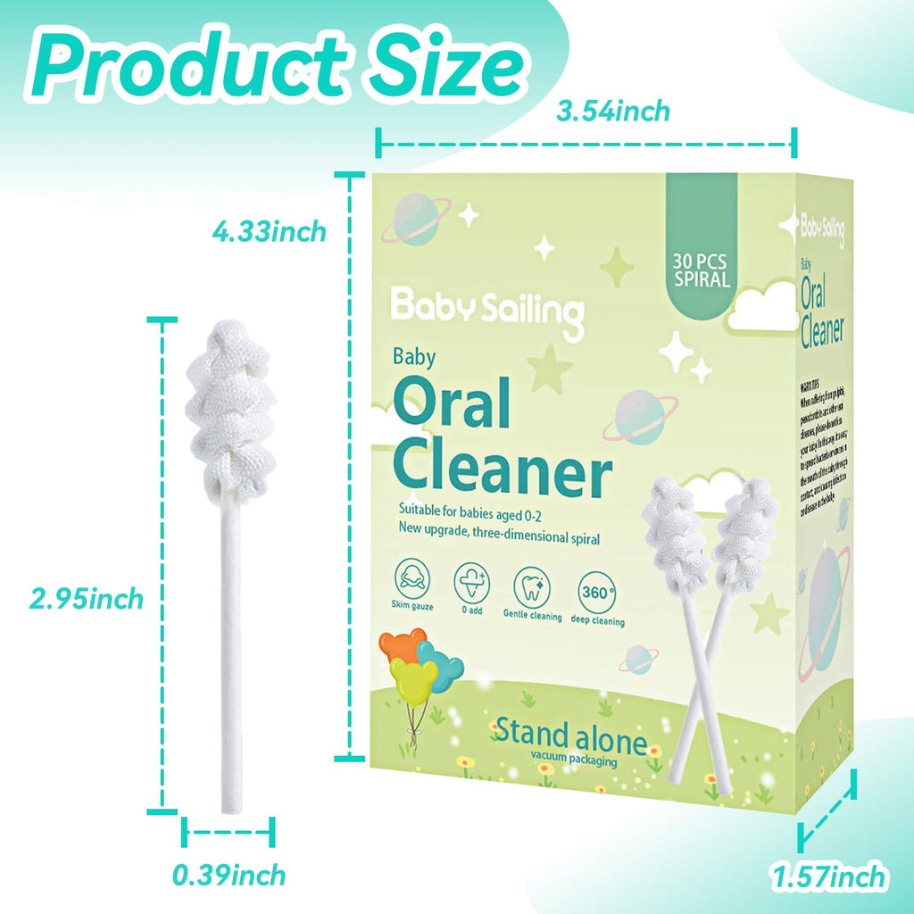 Foily 30-Pack Baby Tongue Cleaner Gauze – Gentle Newborn Oral Care (0-24 Months, Spiral Style)