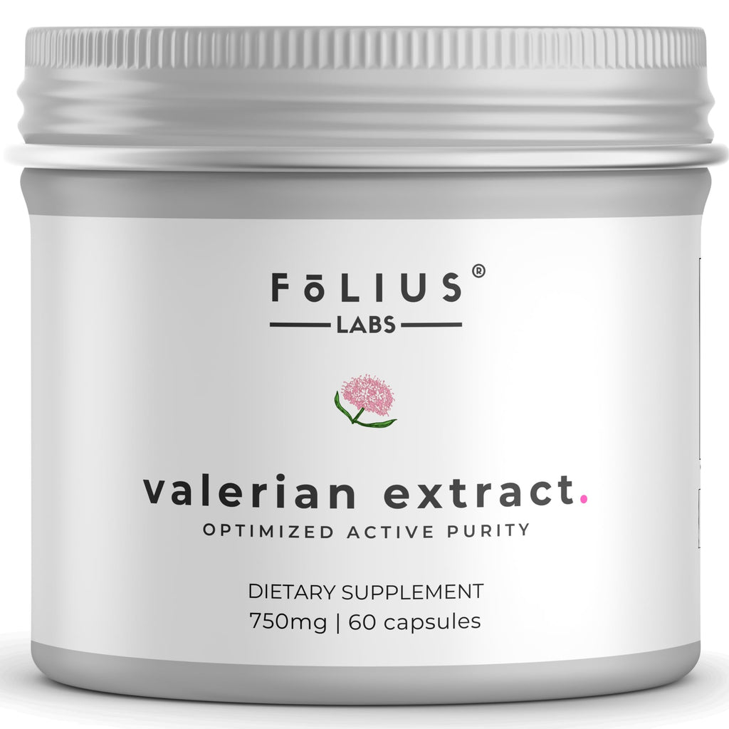 FOLIUS LABS Valerian Root 4:1 Extract Capsules 750mg – 60 Capsules | Gluten Free, Non-GMO, Optimized Active Purity, 4X Concentration