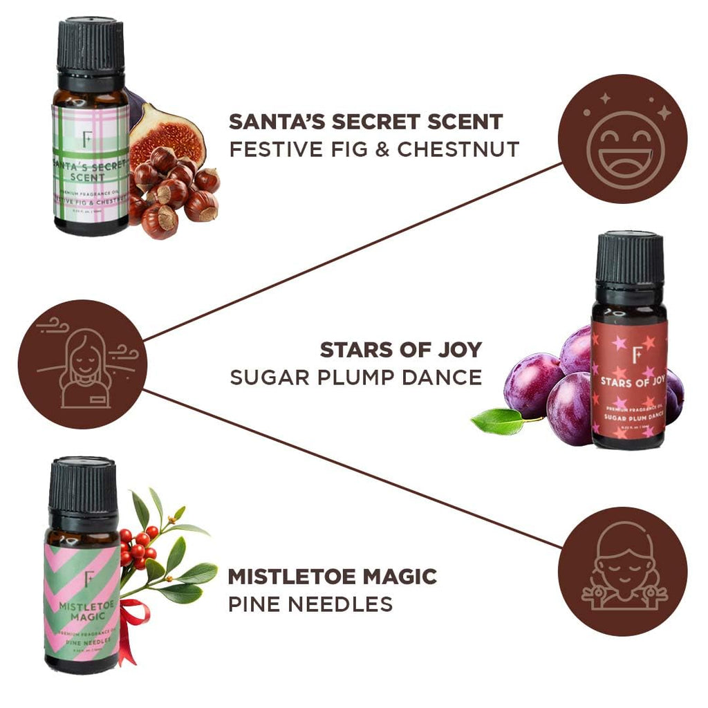 Folkulture Christmas Essential Oils for Diffuser – 6 x 2 oz Set (Vanilla, Cinnamon, Pine & Eucalyptus)