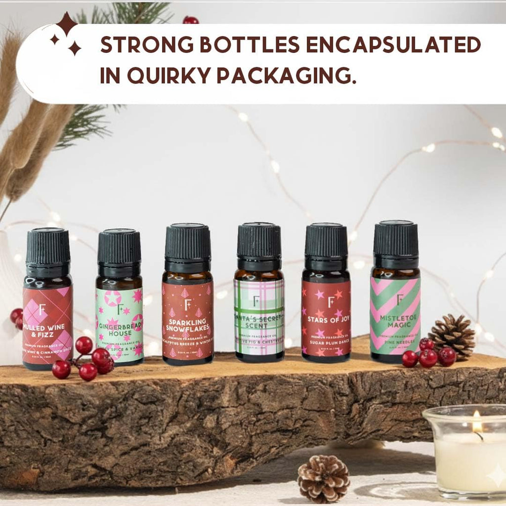 Folkulture Christmas Essential Oils for Diffuser – 6 x 2 oz Set (Vanilla, Cinnamon, Pine & Eucalyptus)