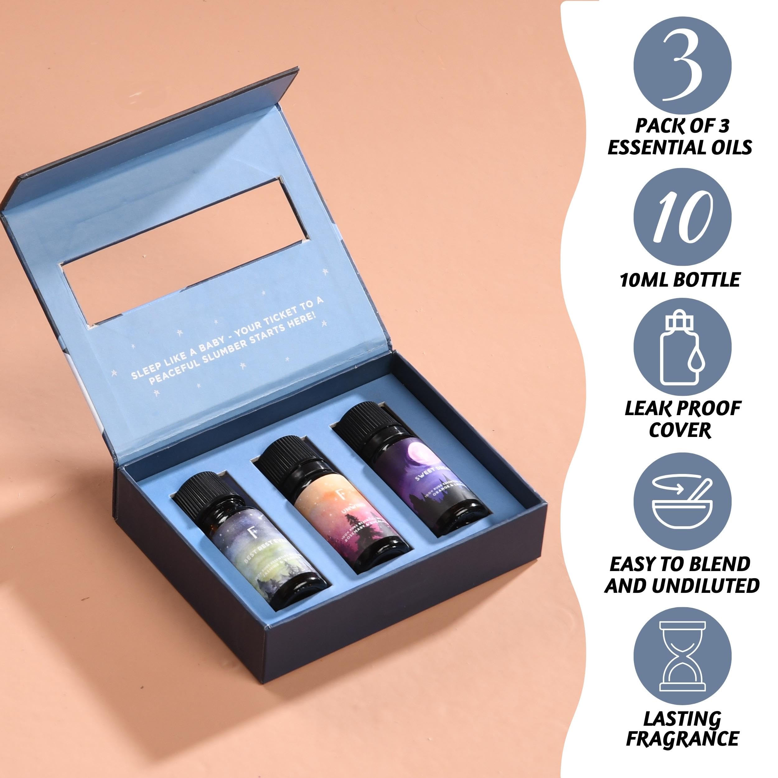 Folkulture Essential Oils for Diffuser – 3-Piece Fragrance Oil Set (Rosemary, Eucalyptus, Lavender)