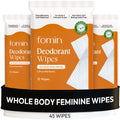FOMIN Acidified Deodorant Wipes For Women – Citrus Harmony | Hypoallergenic, pH-Balanced, Plastic-Free Body Wipes