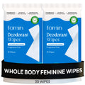 FOMIN Acidified Deodorant Wipes for Women – Fragrance Free, Aluminum-Free, pH-Balanced, Plastic-Free (30 Count)