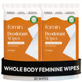 FOMIN Acidified Deodorant Wipes for Women – Citrus Harmony, 30 Count