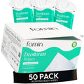 FOMIN Acidified Travel Deodorant Wipes Coastal Breeze – 50 Count, pH Balanced, Plastic-Free