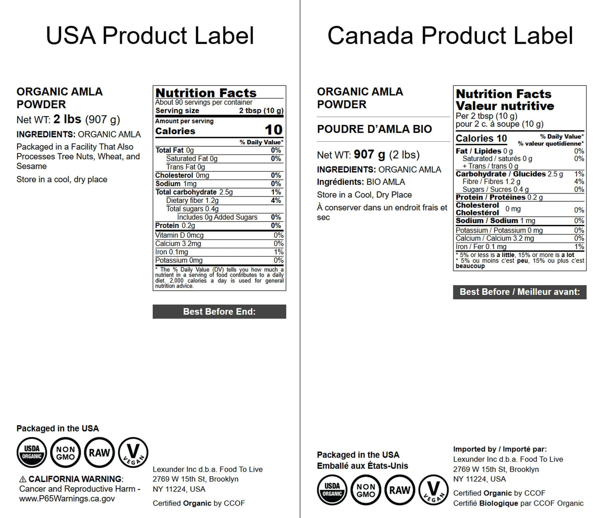 Food to Live Organic Amla Berry Powder (Amalaki) – 2 lb, Non-GMO, Raw & Pure
