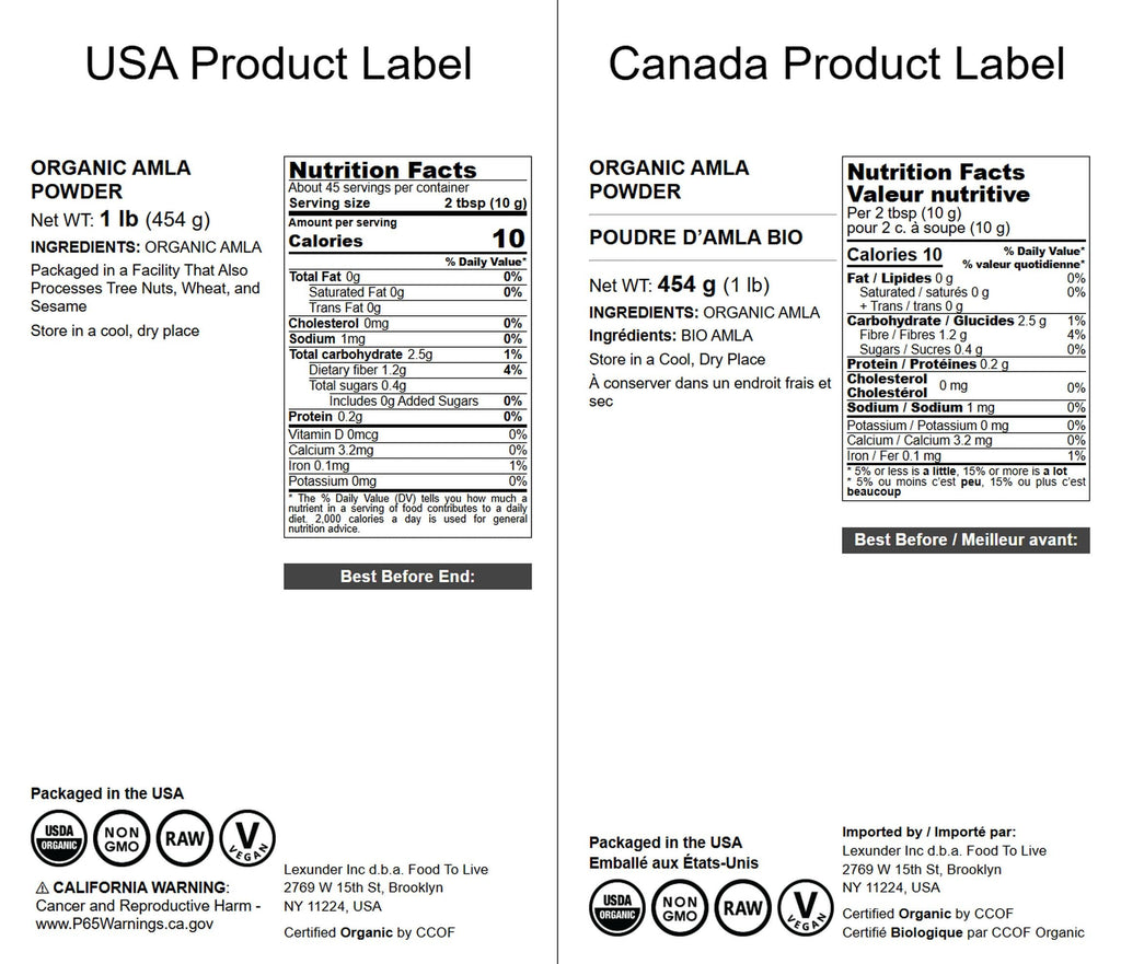 Food to Live Organic Amla Berry Powder (Amalaki) – 1 lb, Non-GMO