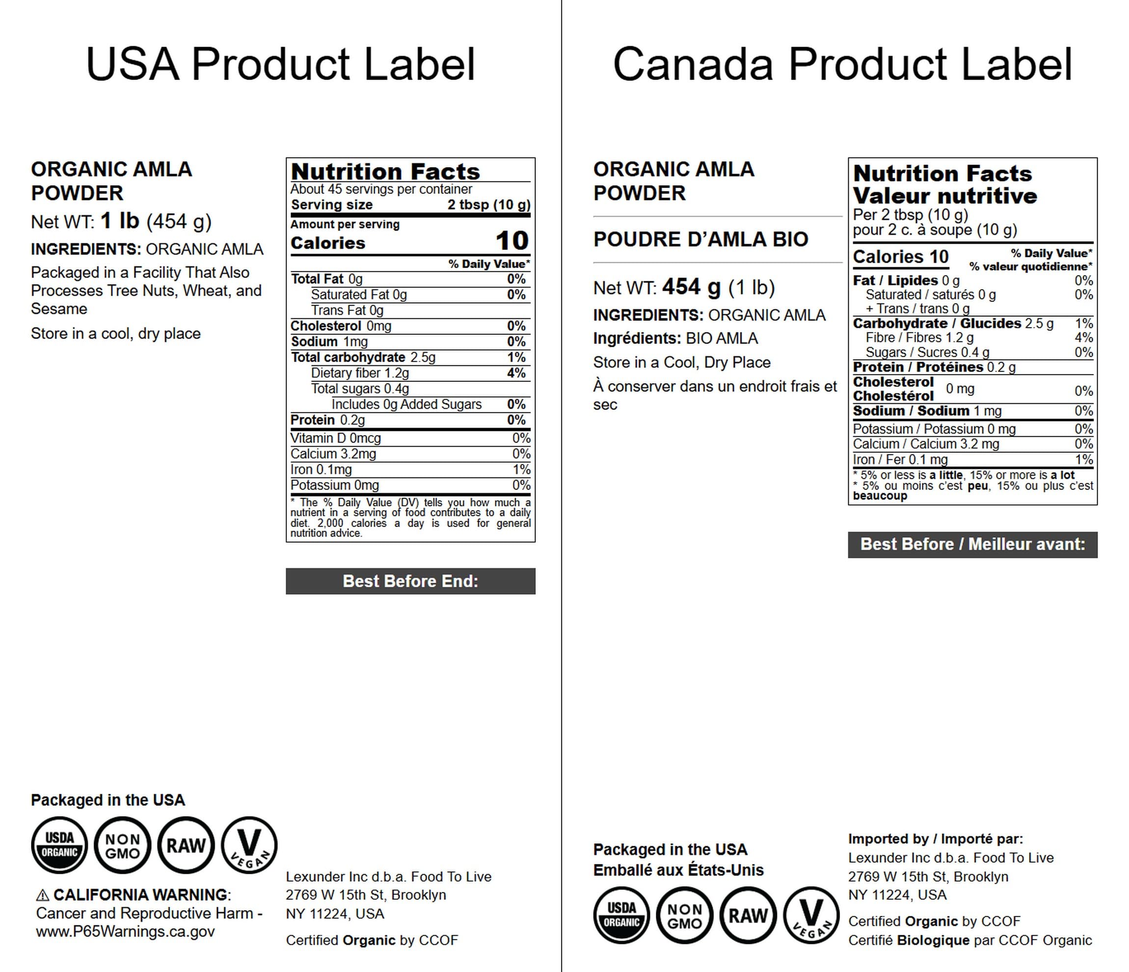 Food to Live Organic Amla Berry Powder (Amalaki) – 1 lb, Non-GMO