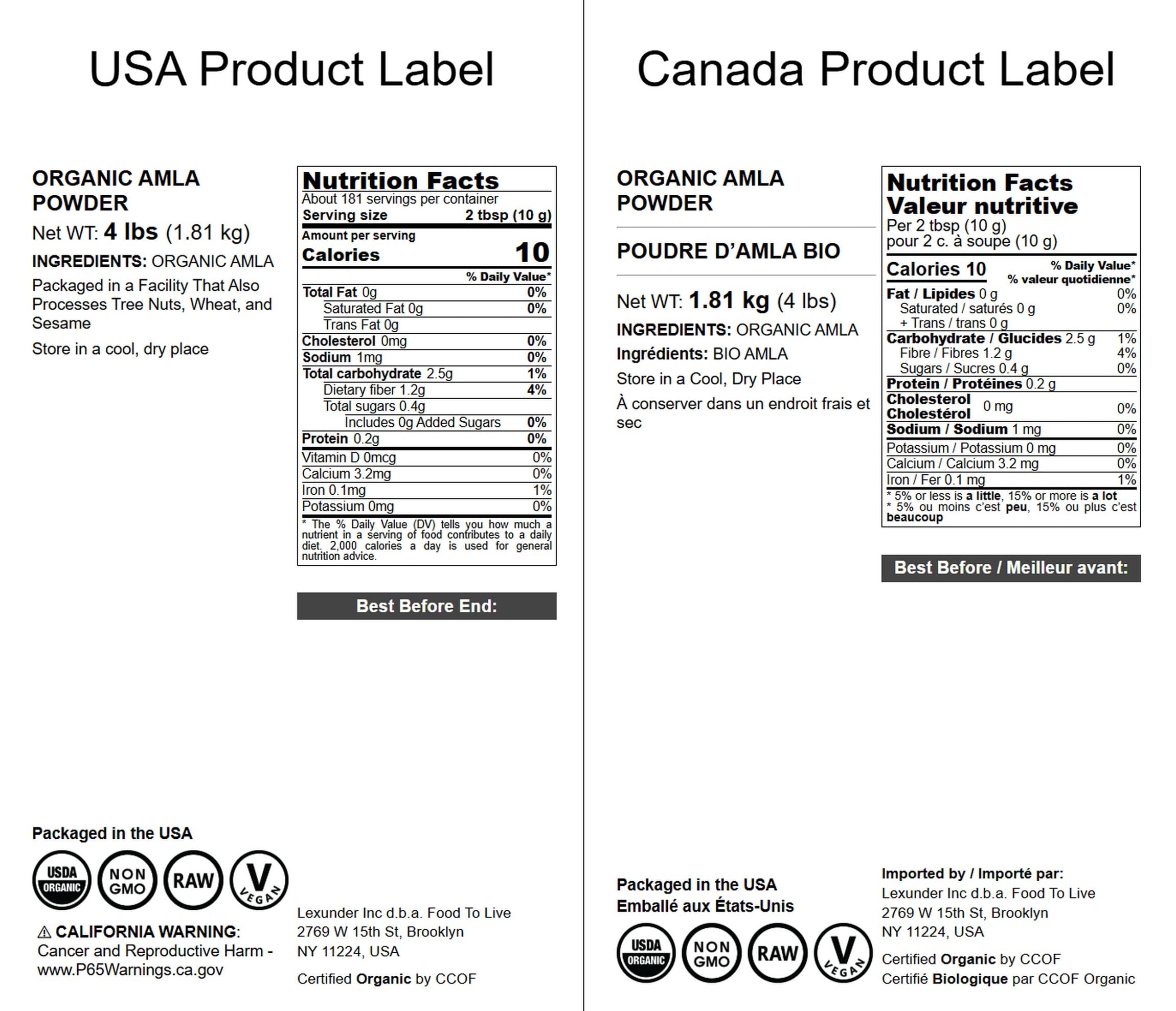 Food to Live Organic Amla Powder (Amalaki) - 4 lb, Non-GMO, Raw & Vegan