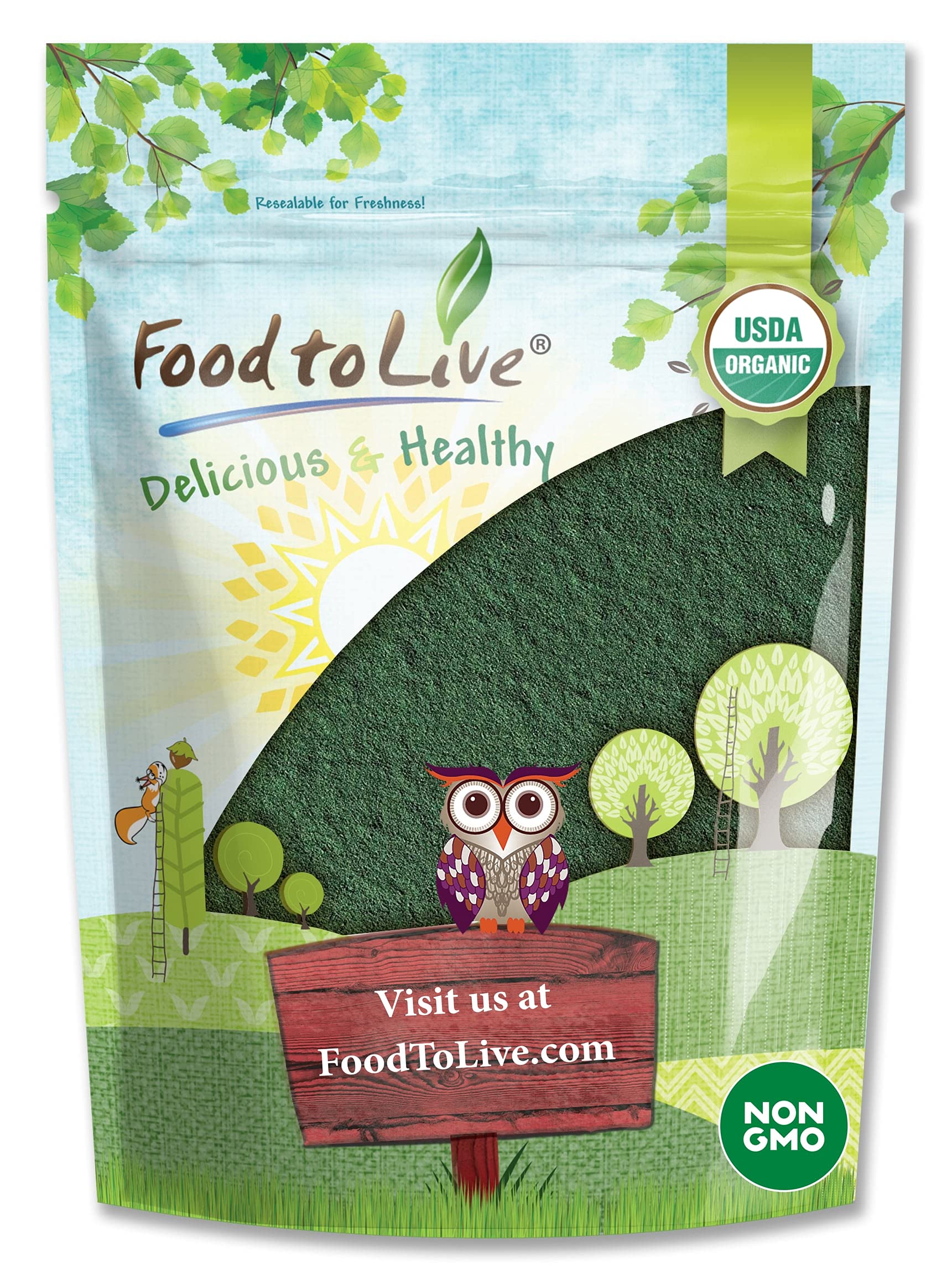 Food to Live Organic Chlorella Powder 8 oz - Non-GMO Kosher Vegan Superfood