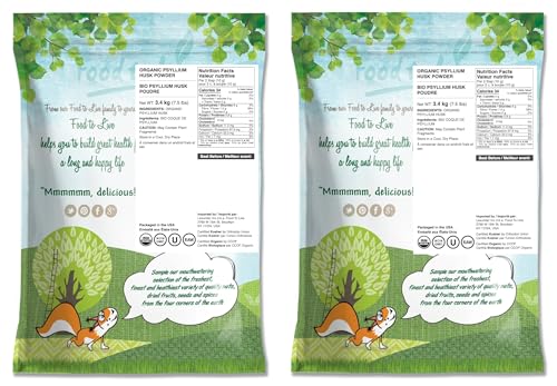 Food to Live Organic Psyllium Husk Powder, 15 Pounds – Non-GMO, Kosher, Ultra Fine, Unsweetened, Unflavored