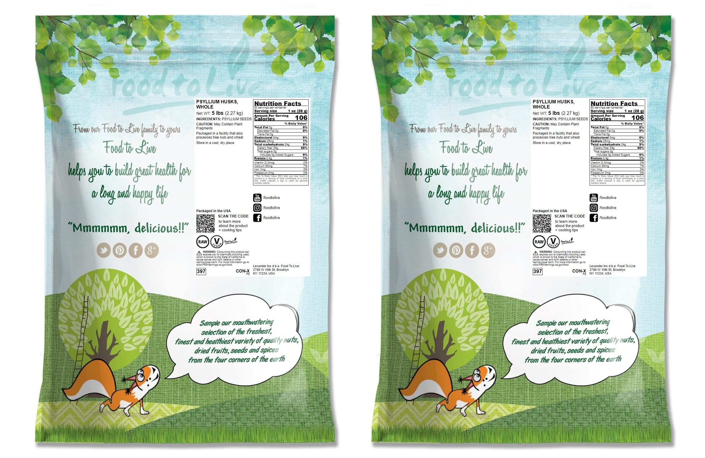 Food to Live Psyllium Husks (10 lb) - Unflavored, Keto & Vegan