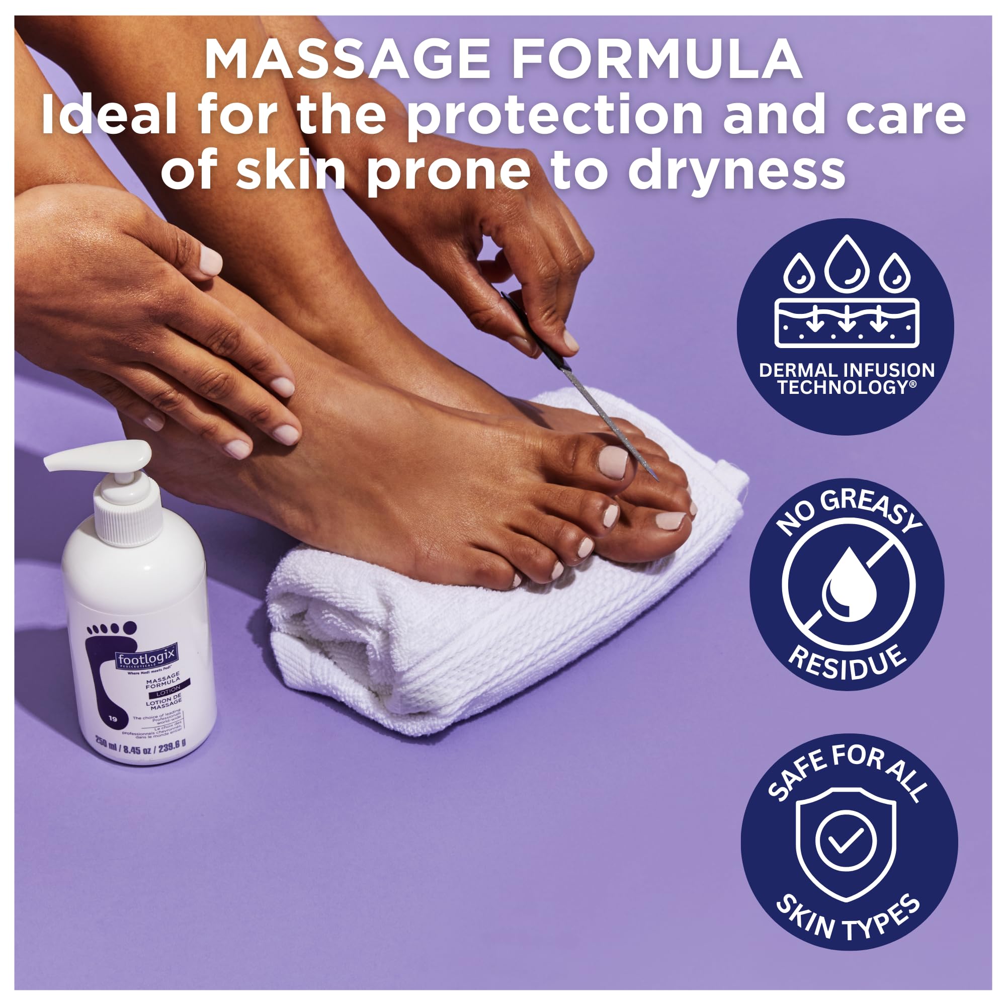 FOOTLOGIX Massage Formula Lotion 8.45 oz | Dermal Infusion Technology