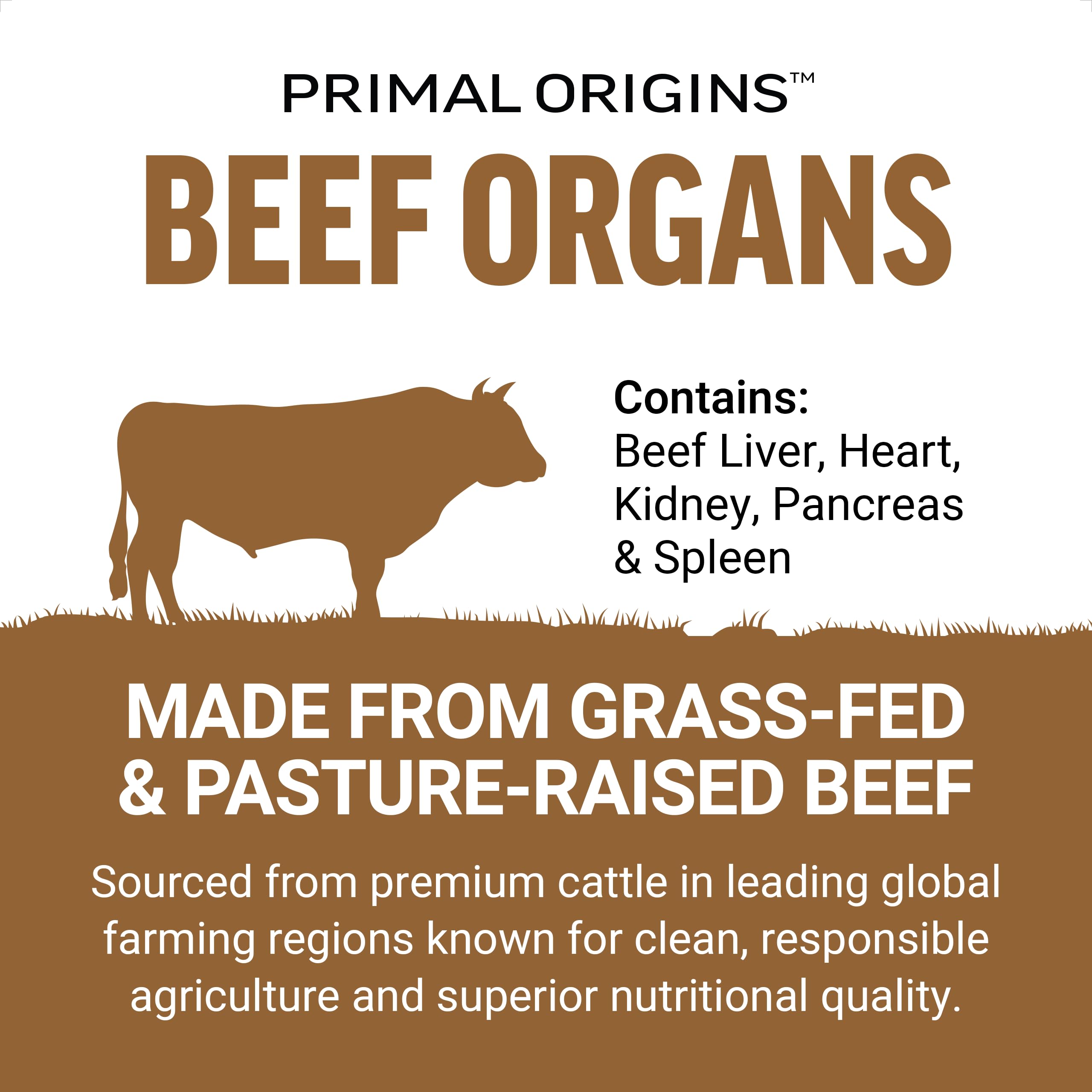 FORCE FACTOR Primal Origins Grass-Fed Beef Organs – Liver, Heart, Kidney, Pancreas & Spleen | 3500mg, 150 Capsules