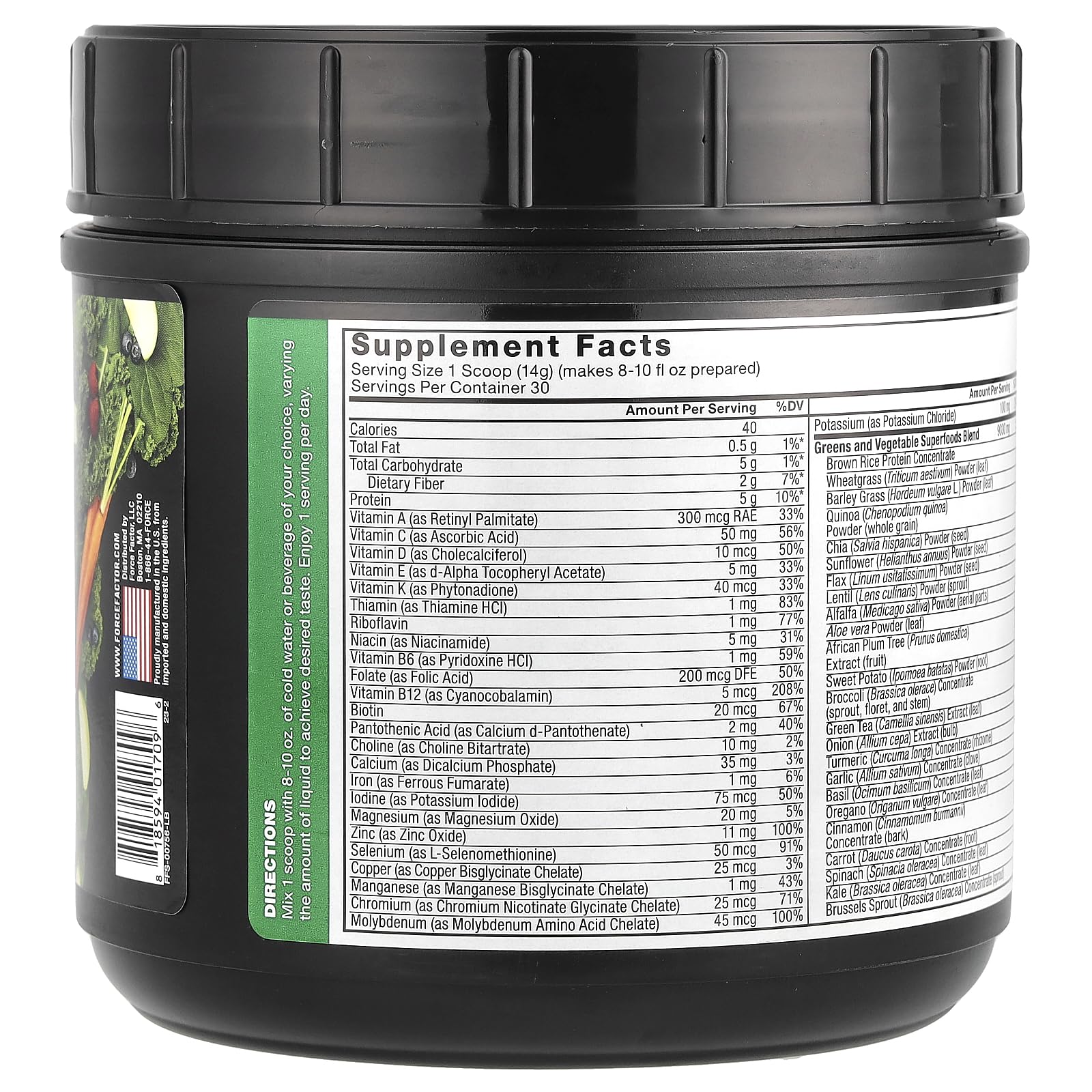 Force Factor Smarter Greens Powder – Digestion, Immunity & Energy, Probiotics & Digestive Enzymes (30 Servings)