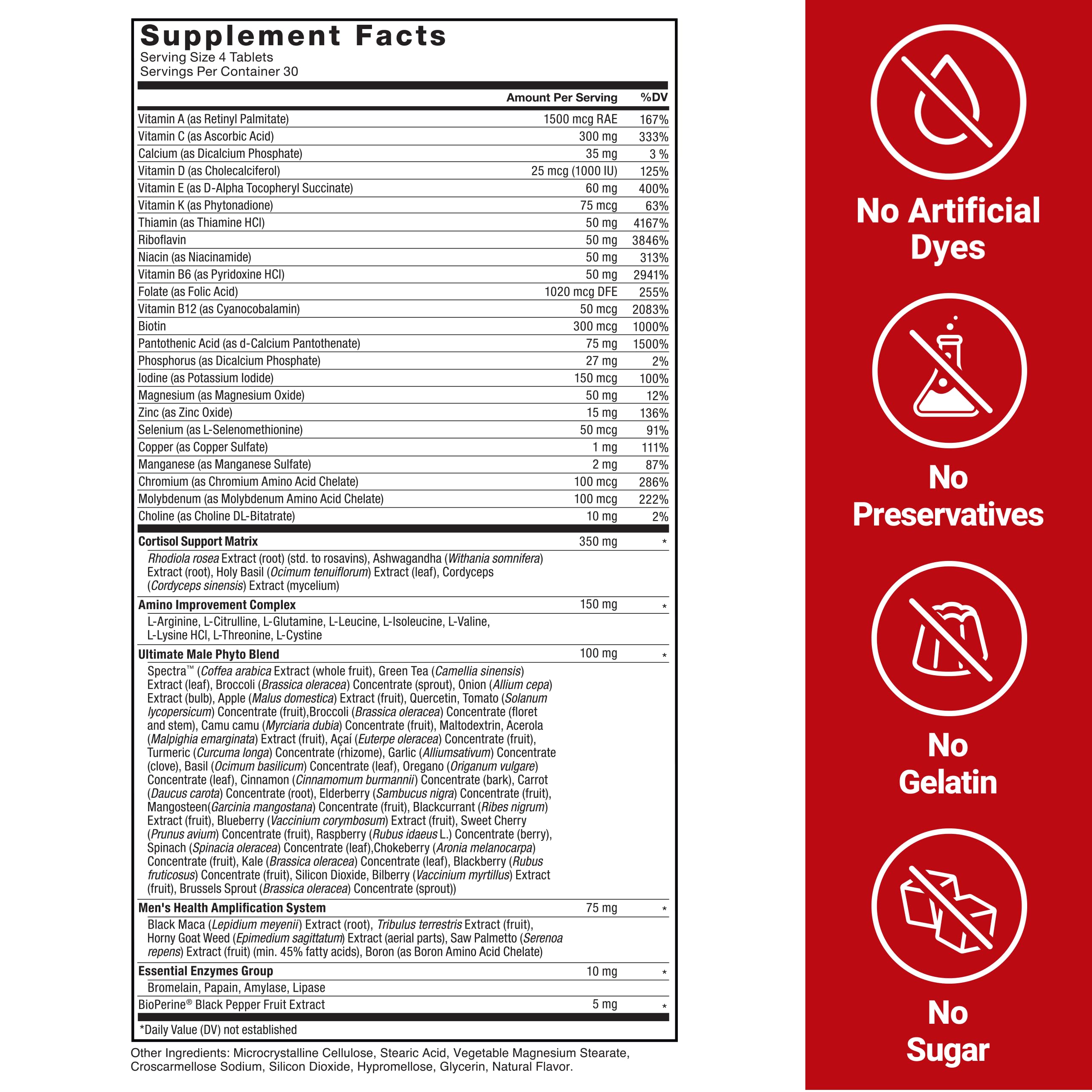 FORCE FACTOR Test X180 Multivitamin – Testosterone Support for Men (120 Tablets)