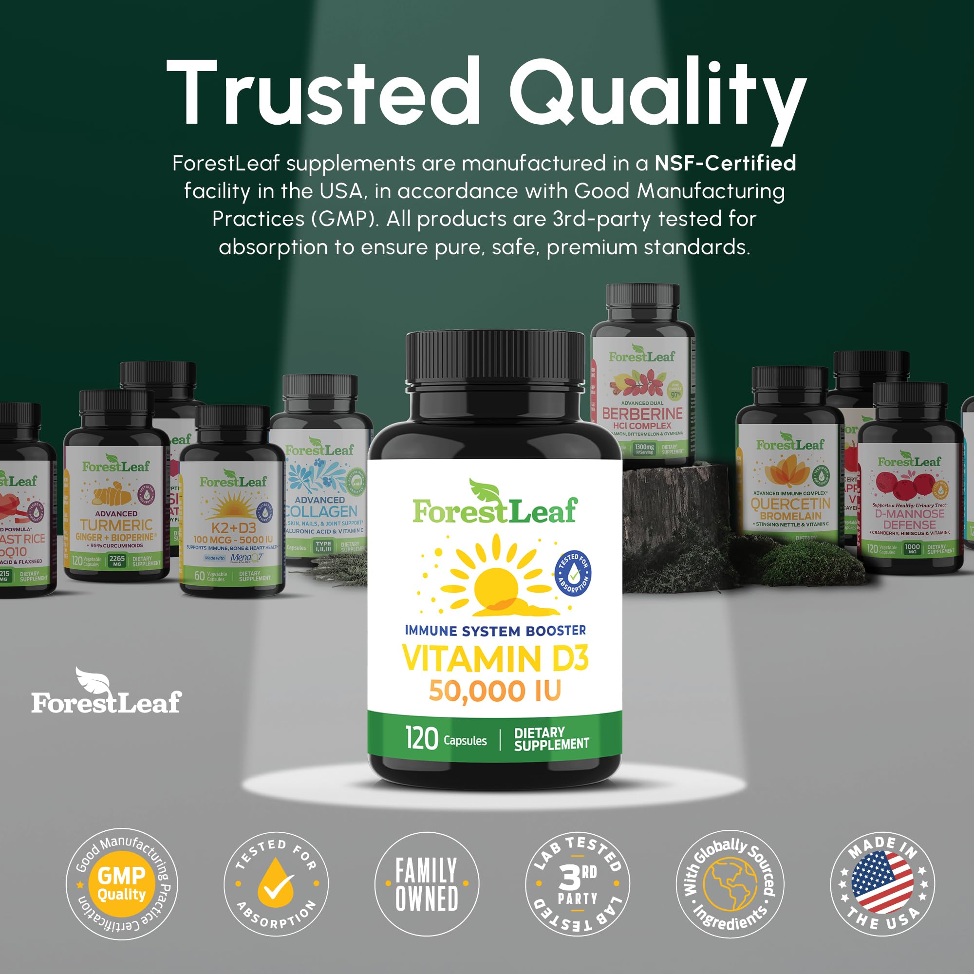 ForestLeaf Vitamin D3 50,000 IU – Weekly High Potency D3 (2-Year Supply)