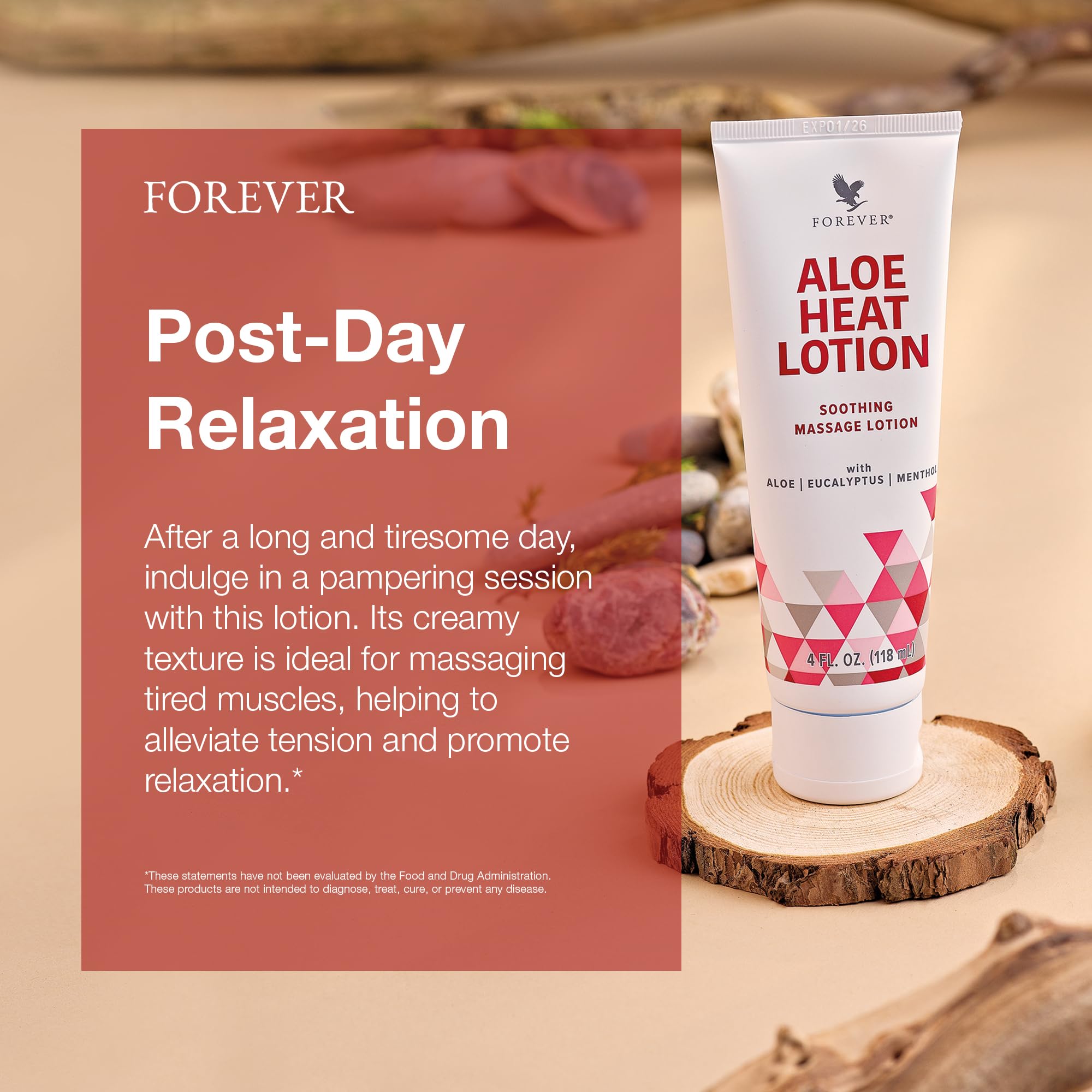 Forever Living Aloe Heat Lotion with Menthol & Eucalyptus – Vegan-Friendly, 4 fl oz (Pack of 2)