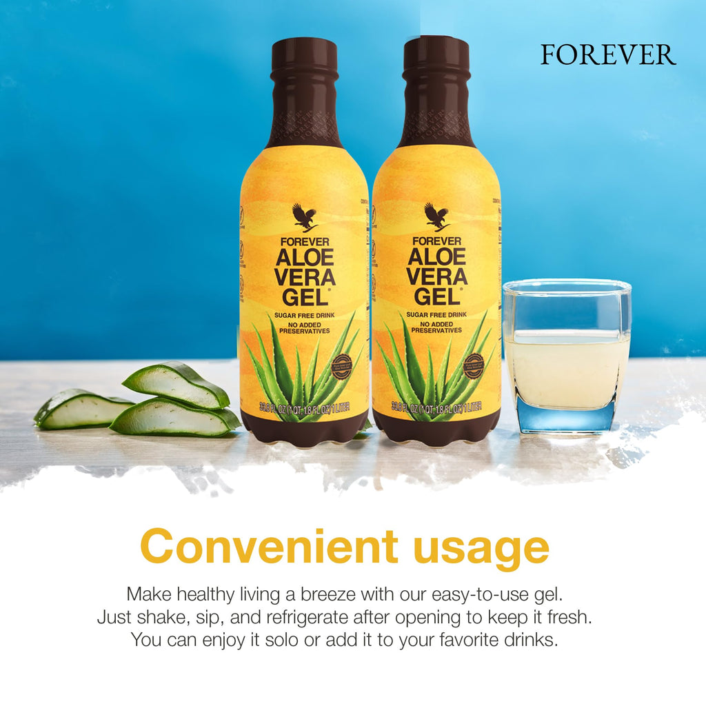 Forever Living Forever Aloe Vera Gel – 99.7% Pure Inner Leaf, Preservative-Free, 2 x 33.8 fl oz
