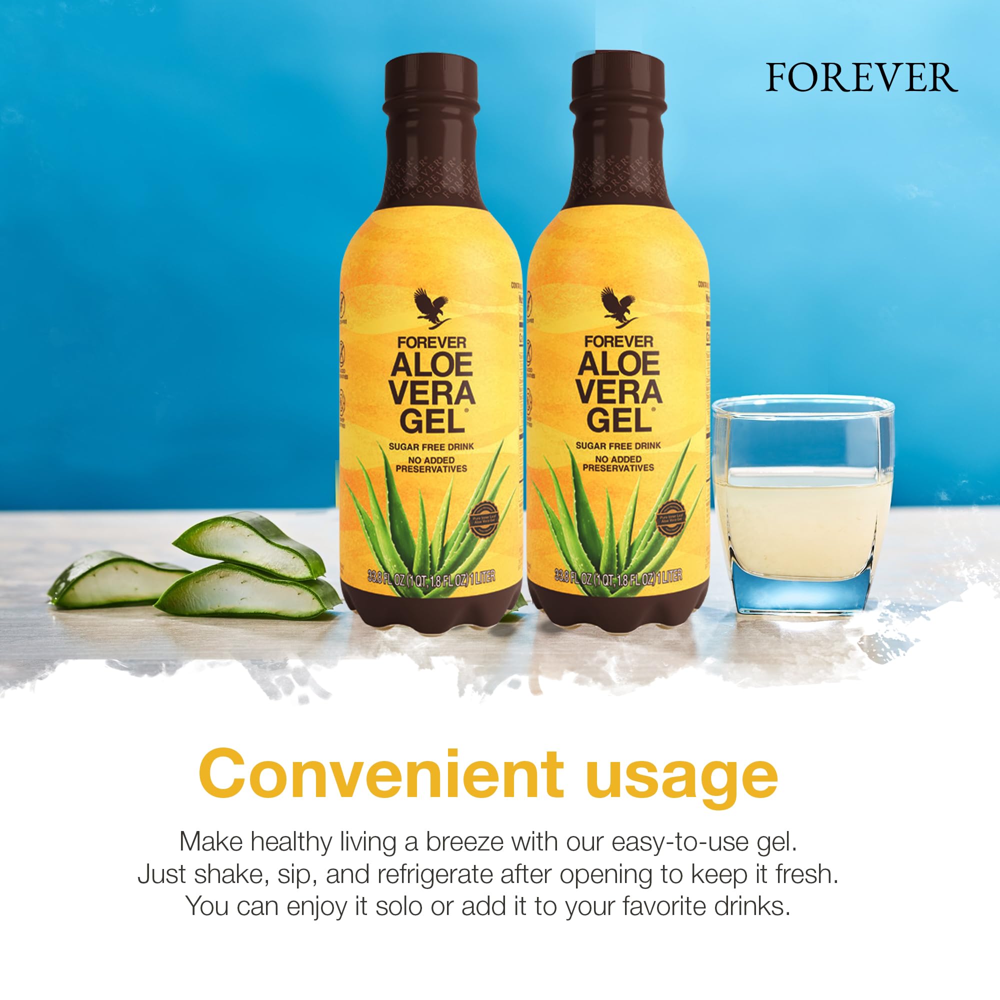 Forever Living Forever Aloe Vera Gel – 99.7% Pure Inner Leaf, Preservative-Free, 2 x 33.8 fl oz
