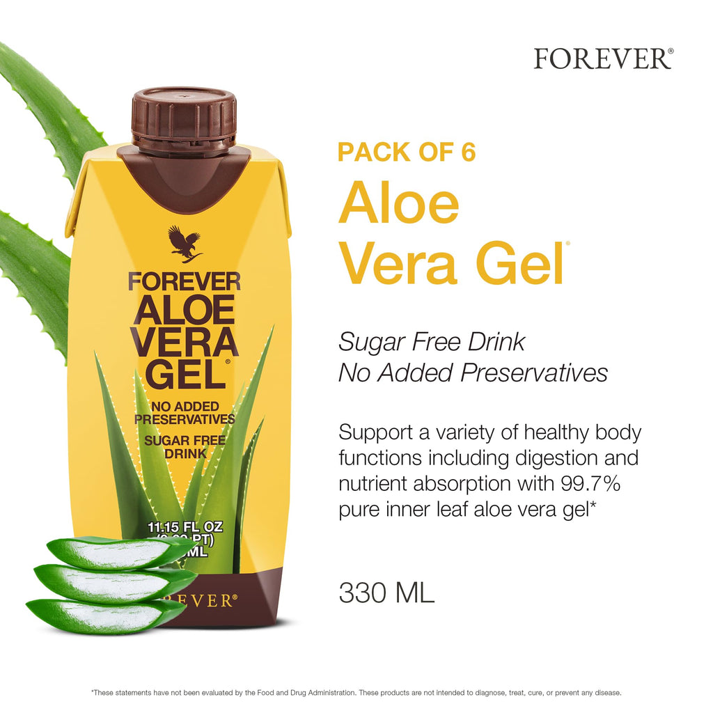 Forever Living Aloe Vera Gel – 99.7% Pure Inner Leaf, Preservative-Free, 11.15 fl oz (Pack of 6)