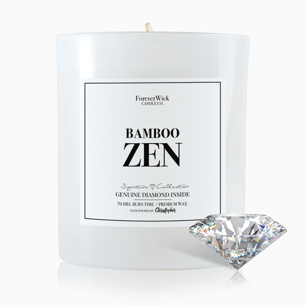 Foreverwick Bamboo Zen Candle – Diamond Gift, Aromatherapy, 70 Hours