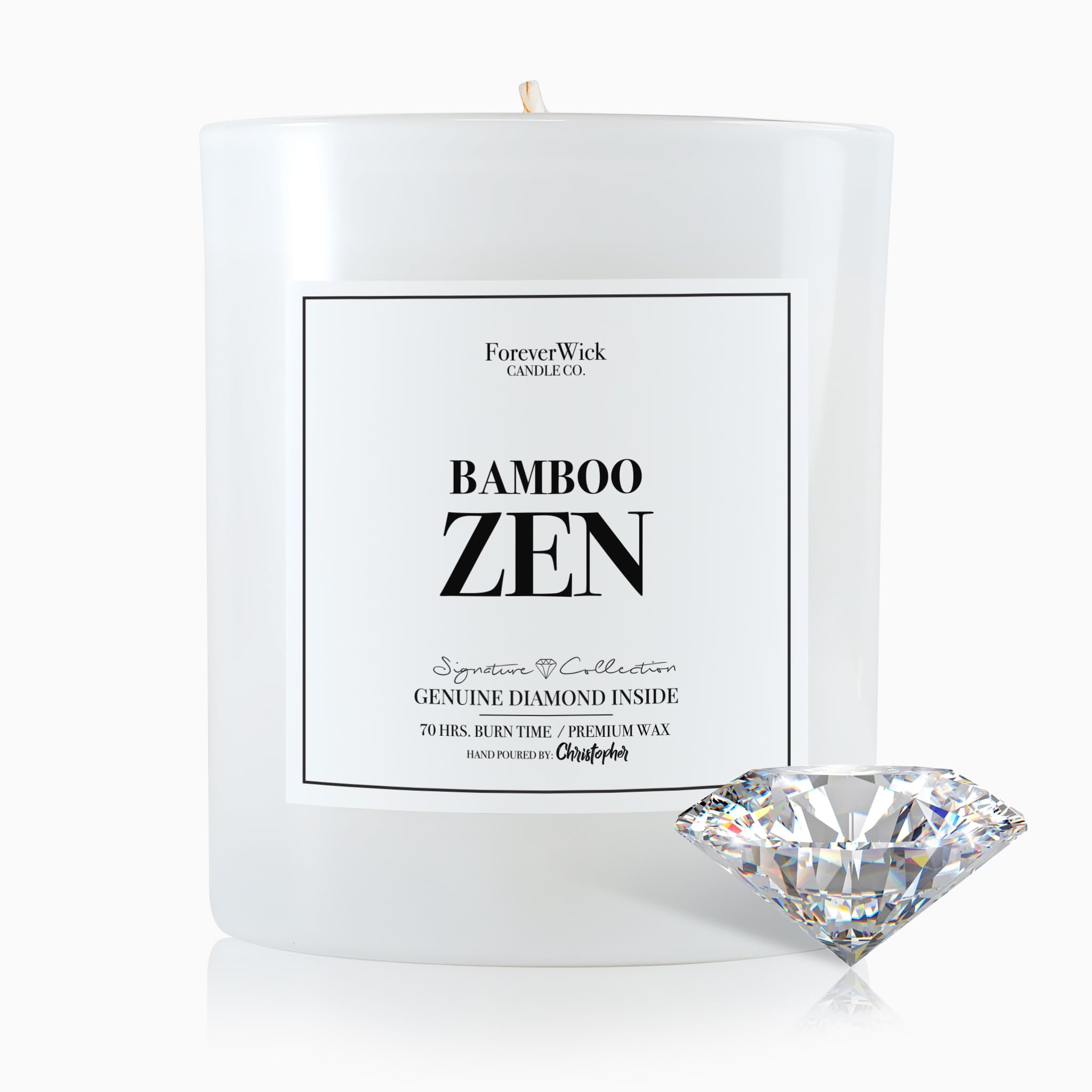 Foreverwick Bamboo Zen Candle – Diamond Gift, Aromatherapy, 70 Hours