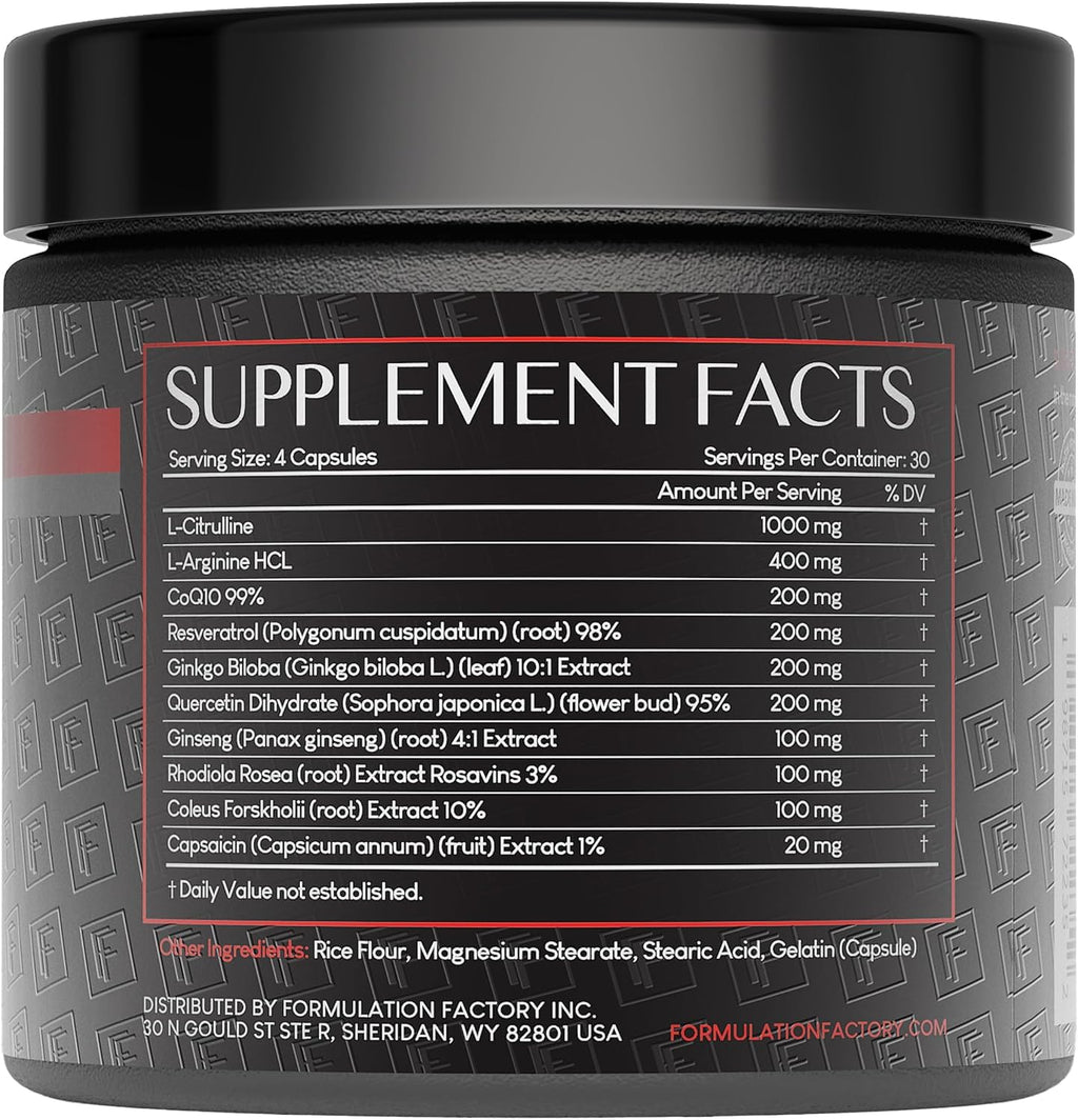 Formulation Factory Heart of Steel: 10-in-1 Nitric Oxide & Blood Pressure Support (240 Count, 2-Pack)