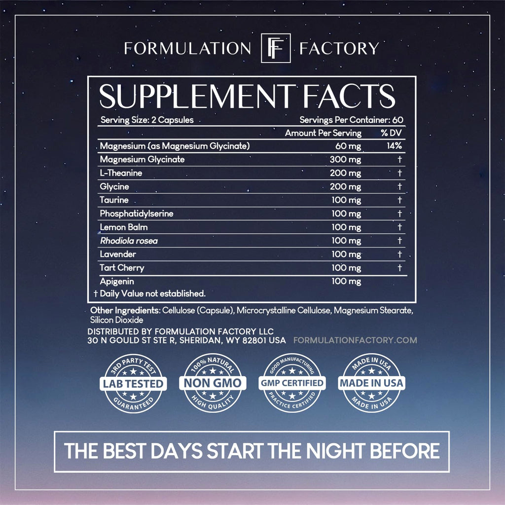 Formulation Factory The Night Before 10-in-1 Sleep Aid – 120 Caps (Melatonin-Free)