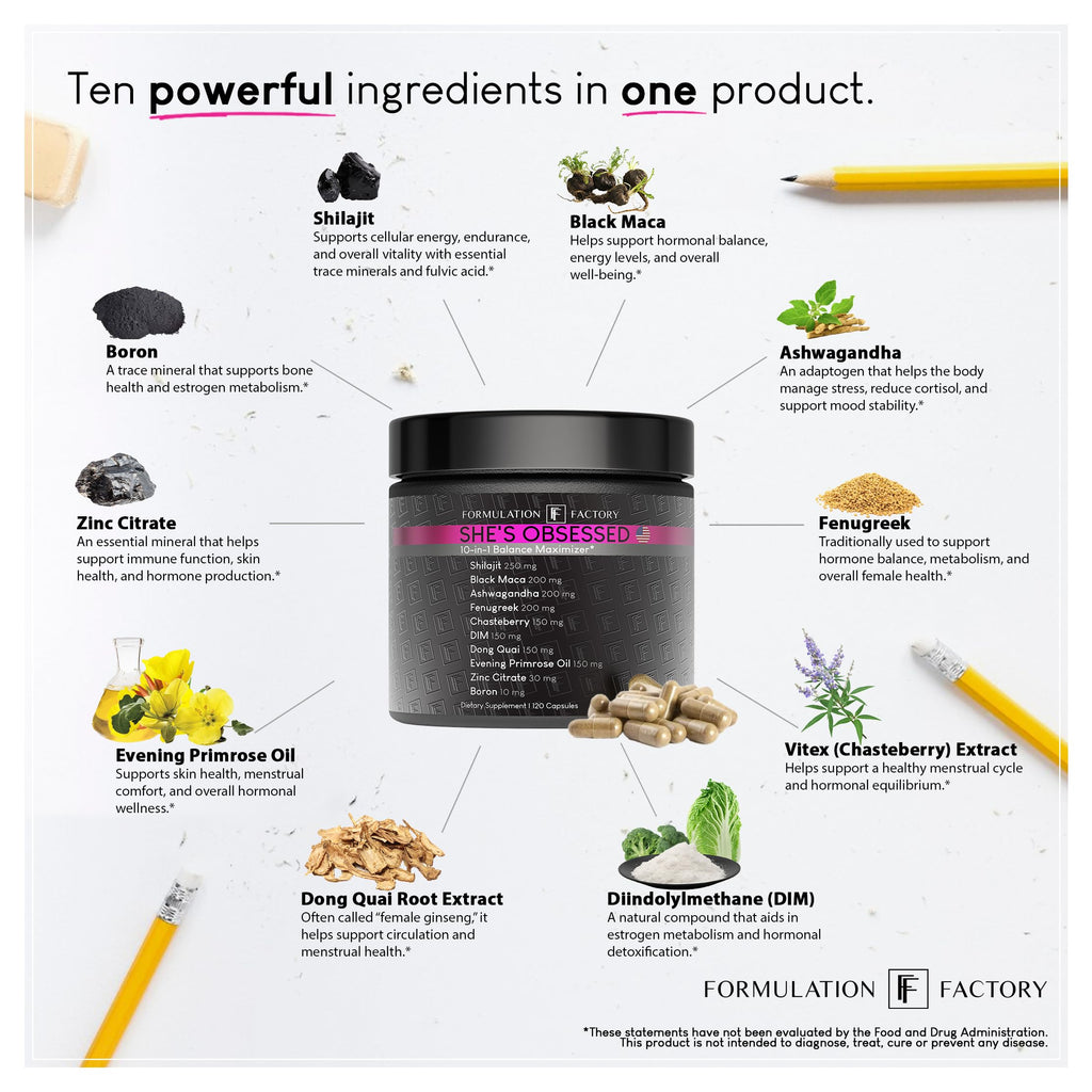 Formulation Factory She's Obsessed: 10-in-1 Hormone Balance Maximizer – 240 Count (Pack of 2)