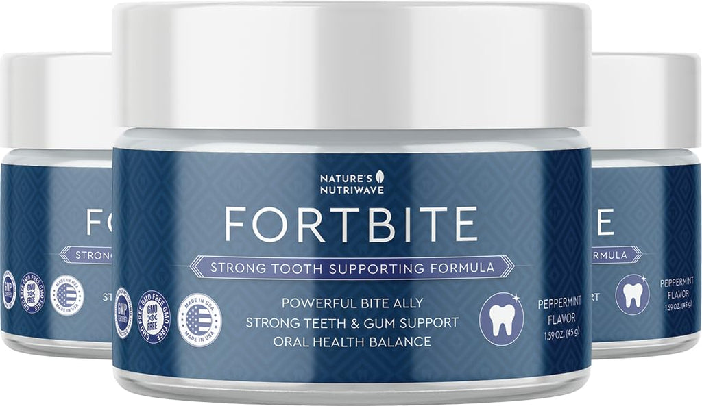 FortBite Natural Tooth Powder with Bentonite & Kaolin Clays – Non-GMO, USA Made, GMP-Certified | 1.59 oz / 45 g | 3 Month Supply