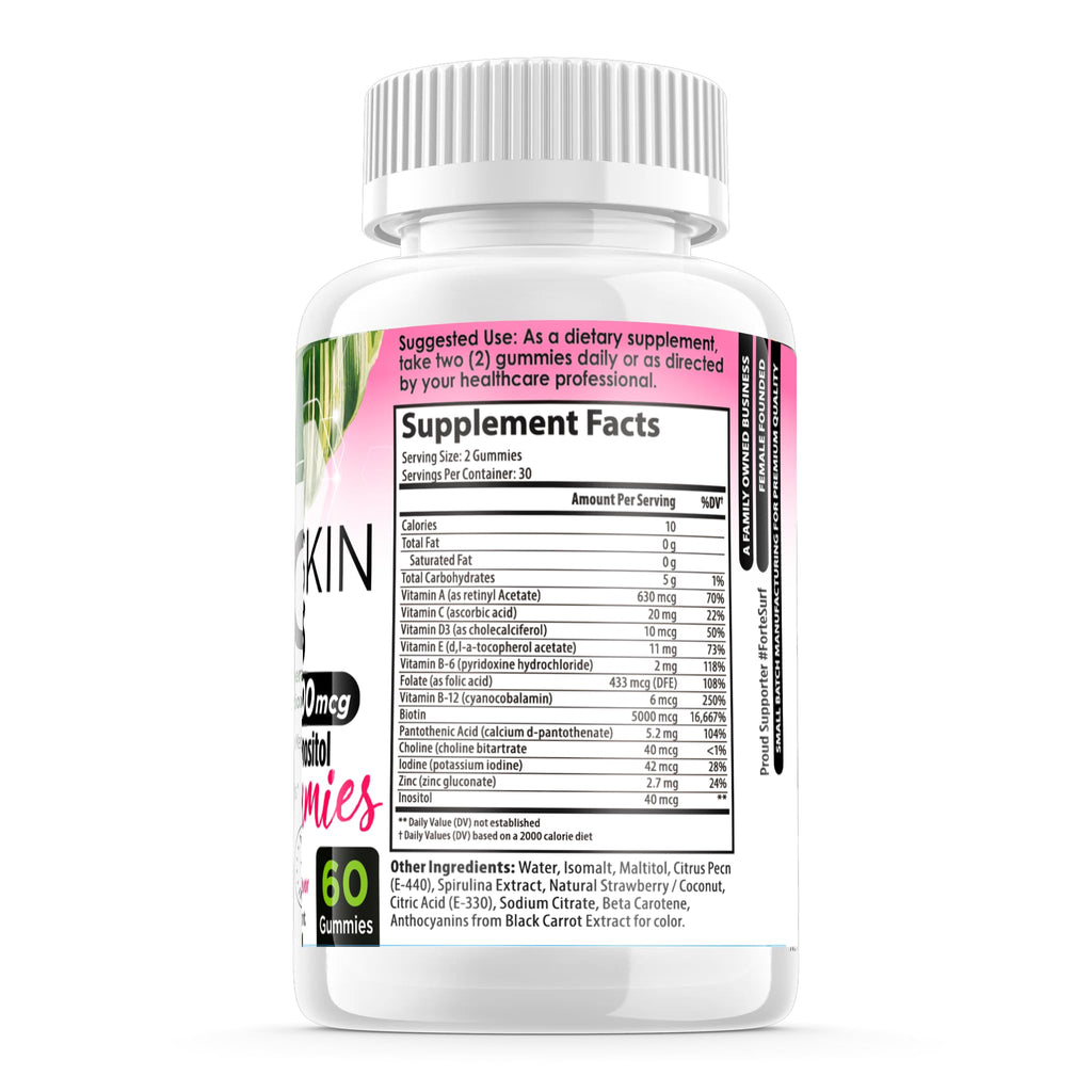 FORTE NATURALS Hair Growth Biotin Gummies for Women – 5000mcg Biotin, Hair Skin & Nails Vitamins, Made in USA