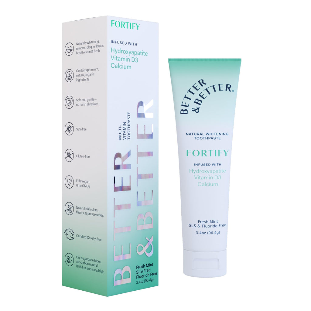 Fortify Hydroxyapatite Toothpaste | Vitamin D & Calcium, SLS & Fluoride Free | Vegan Whitening | Fresh Mint 3.4oz
